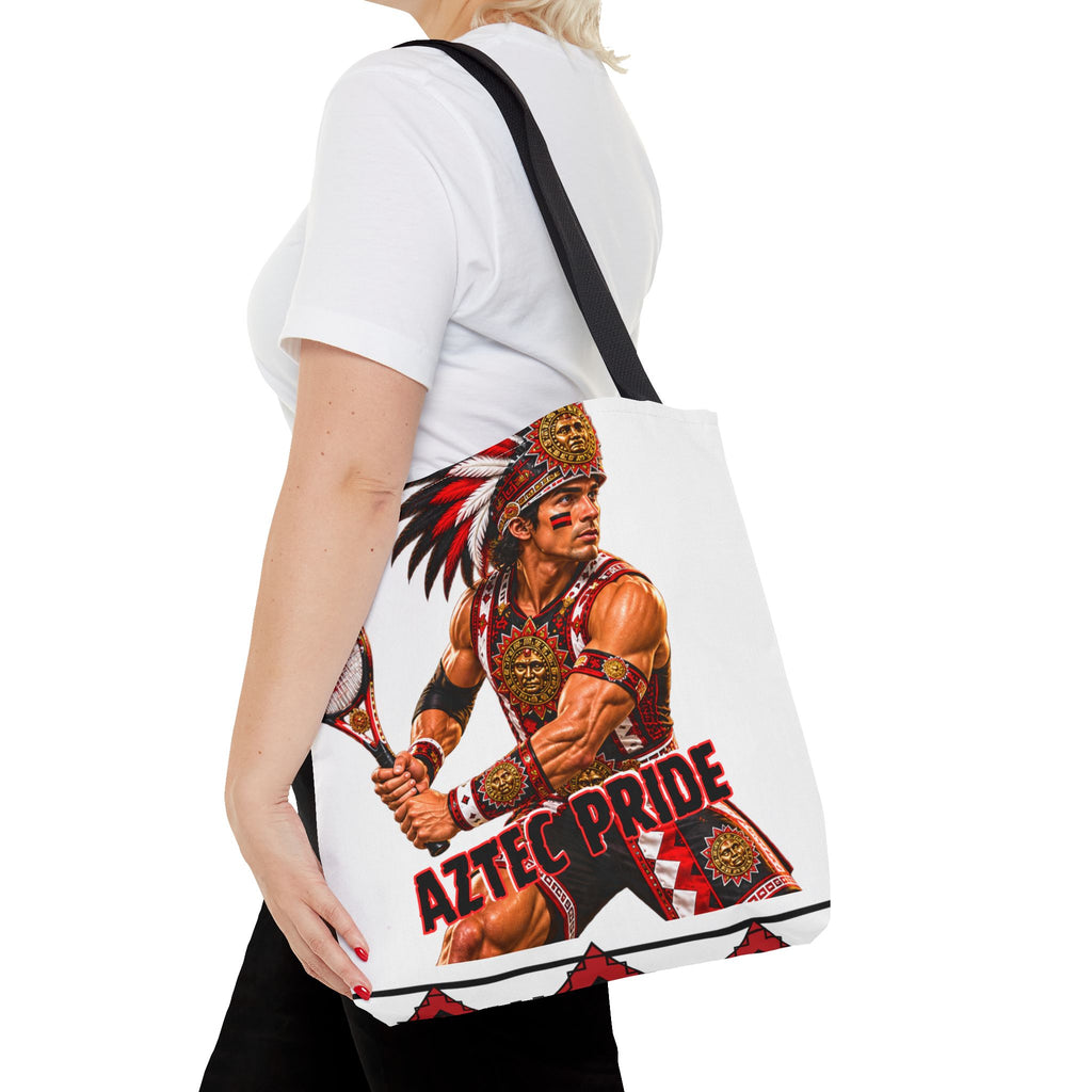 Aztec Tennis Male Warrior Tote Bag | Aztec-Inspired AI Art • Made & Shipped in the USA • 🚚 FREE USA Shipping • FREE Personalization
