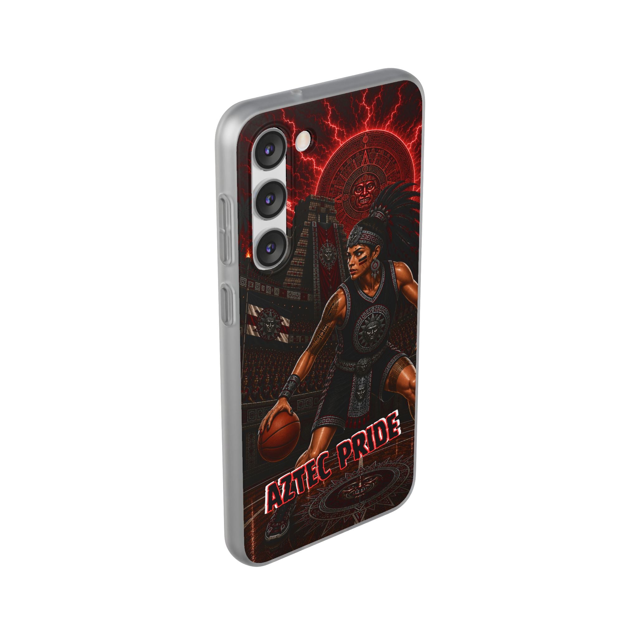 Aztec Basketball Female Warrior – Flexi Phone Case (iPhone & Samsung • Clear TPU • Made & Shipped in the USA • 🚚 FREE USA Shipping • Personalized Option)