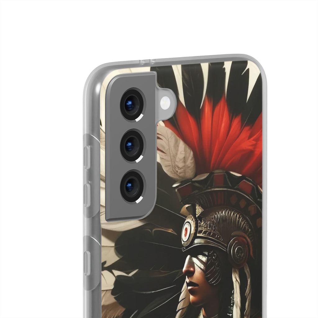 Aztec Fierce Warrior – Flexi Phone Case (iPhone & Samsung • Clear TPU • Made in USA • Personalized Option)