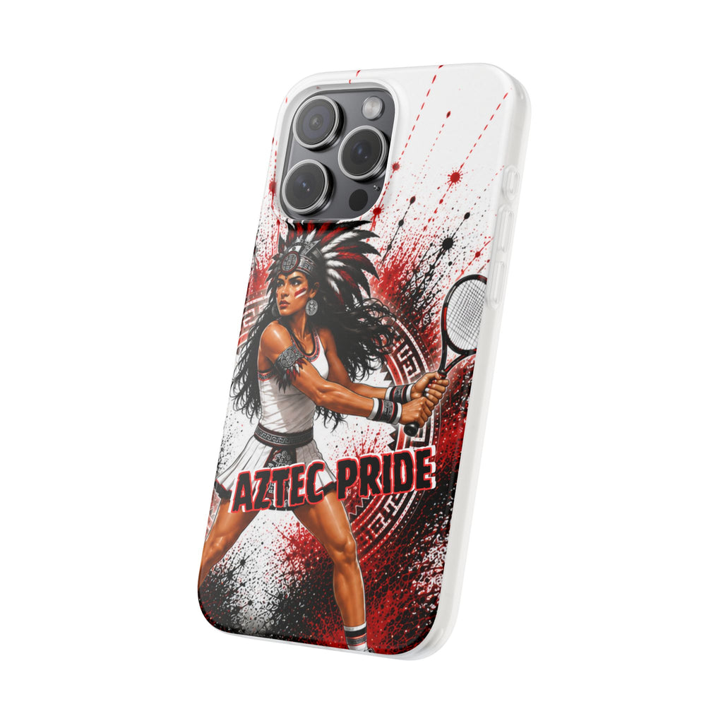 Aztec Tennis Female Warrior – Flexi Phone Case (iPhone & Samsung • Clear TPU • Made & Shipped in the USA • 🚚 FREE USA Shipping • Personalized Option)