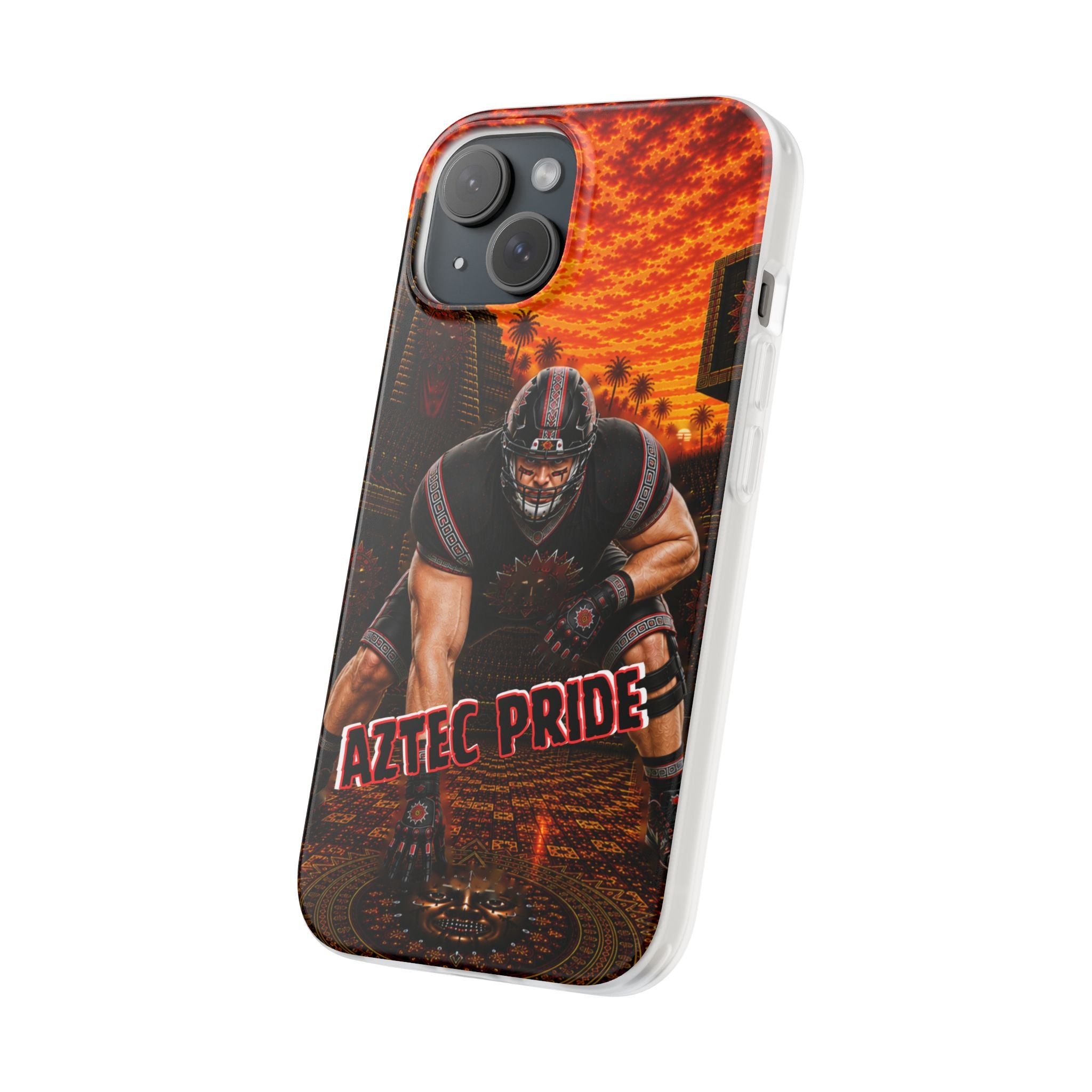 Aztec Football Warrior – Flexi Phone Case (iPhone & Samsung • Clear TPU • Made & Shipped in the USA • 🚚 FREE USA Shipping • Personalized Option)