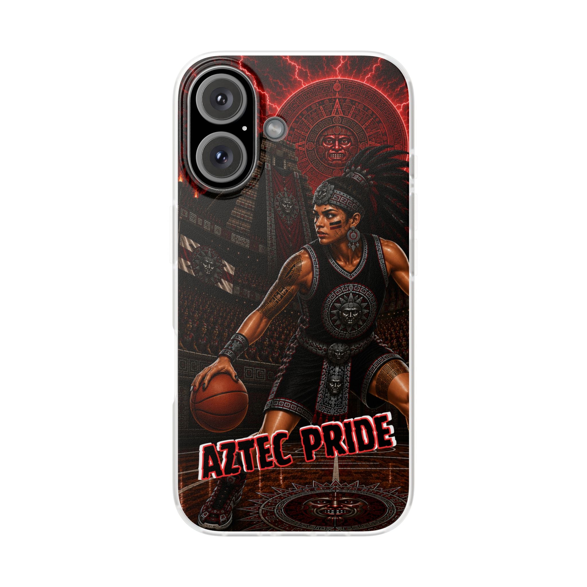 Aztec Basketball Female Warrior – Flexi Phone Case (iPhone & Samsung • Clear TPU • Made & Shipped in the USA • 🚚 FREE USA Shipping • Personalized Option)