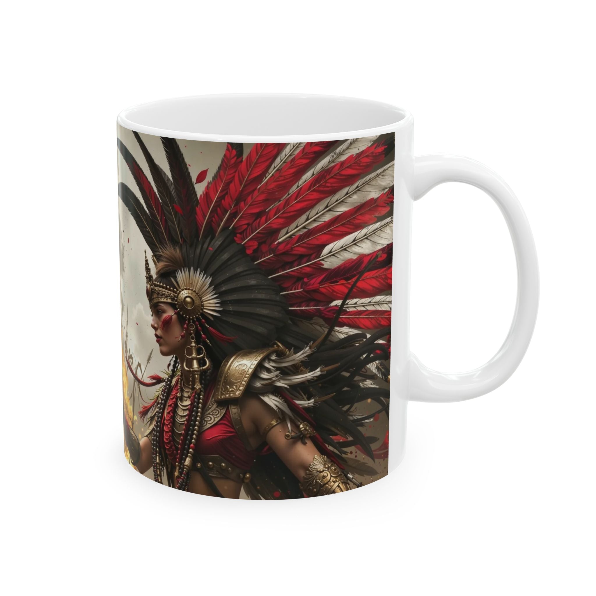 Aztec Warrior Queen – Ceramic Mug (11oz, 15oz • Dishwasher & Microwave Safe • Made in USA • Personalized Option)