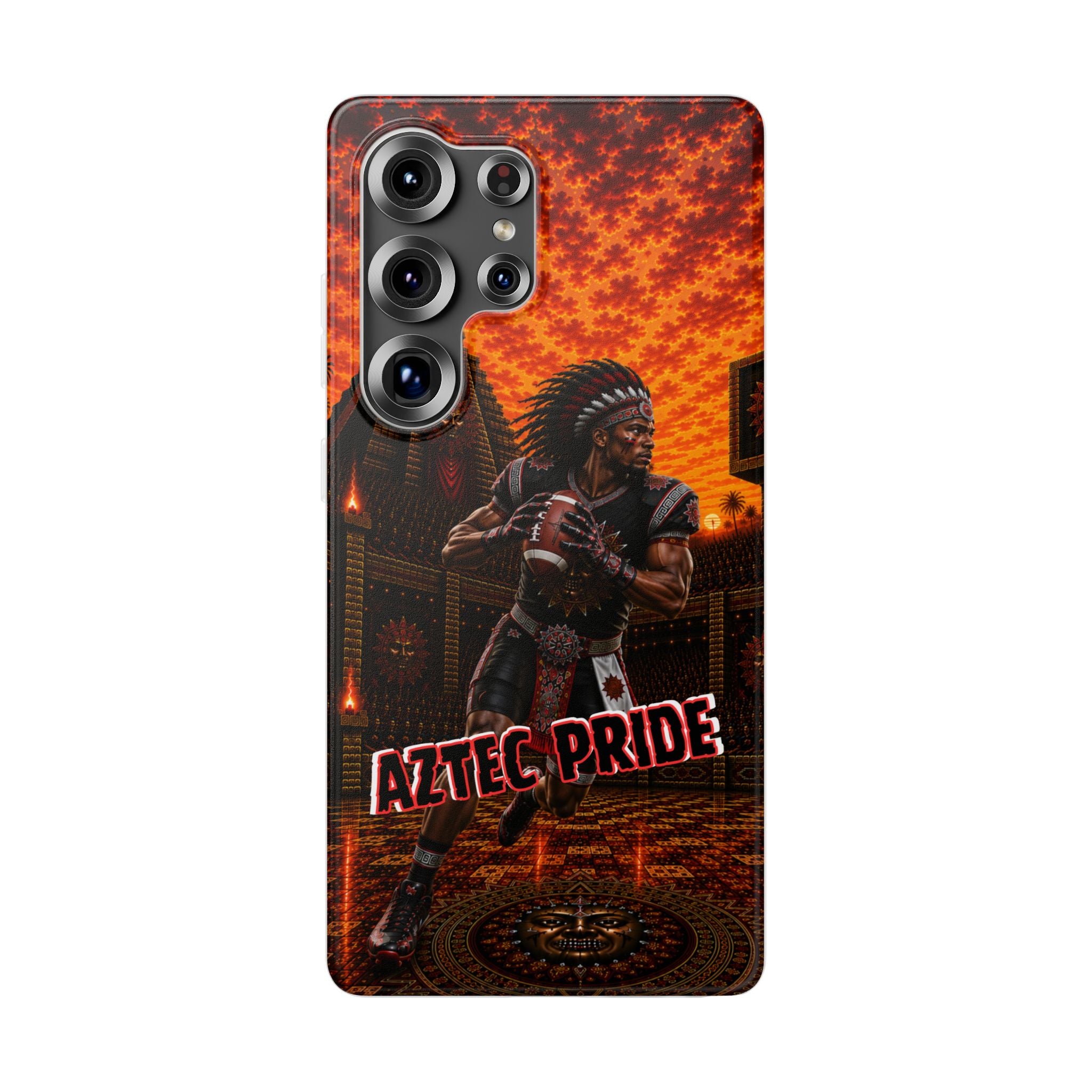 Aztec Football Warrior – Flexi Phone Case (iPhone & Samsung • Clear TPU • Made & Shipped in the USA • 🚚 FREE USA Shipping • Personalized Option)