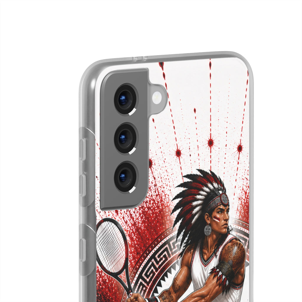 Aztec Tennis Male Warrior – Flexi Phone Case (iPhone & Samsung • Clear TPU • Made & Shipped in the USA • 🚚 FREE USA Shipping • Personalized Option)