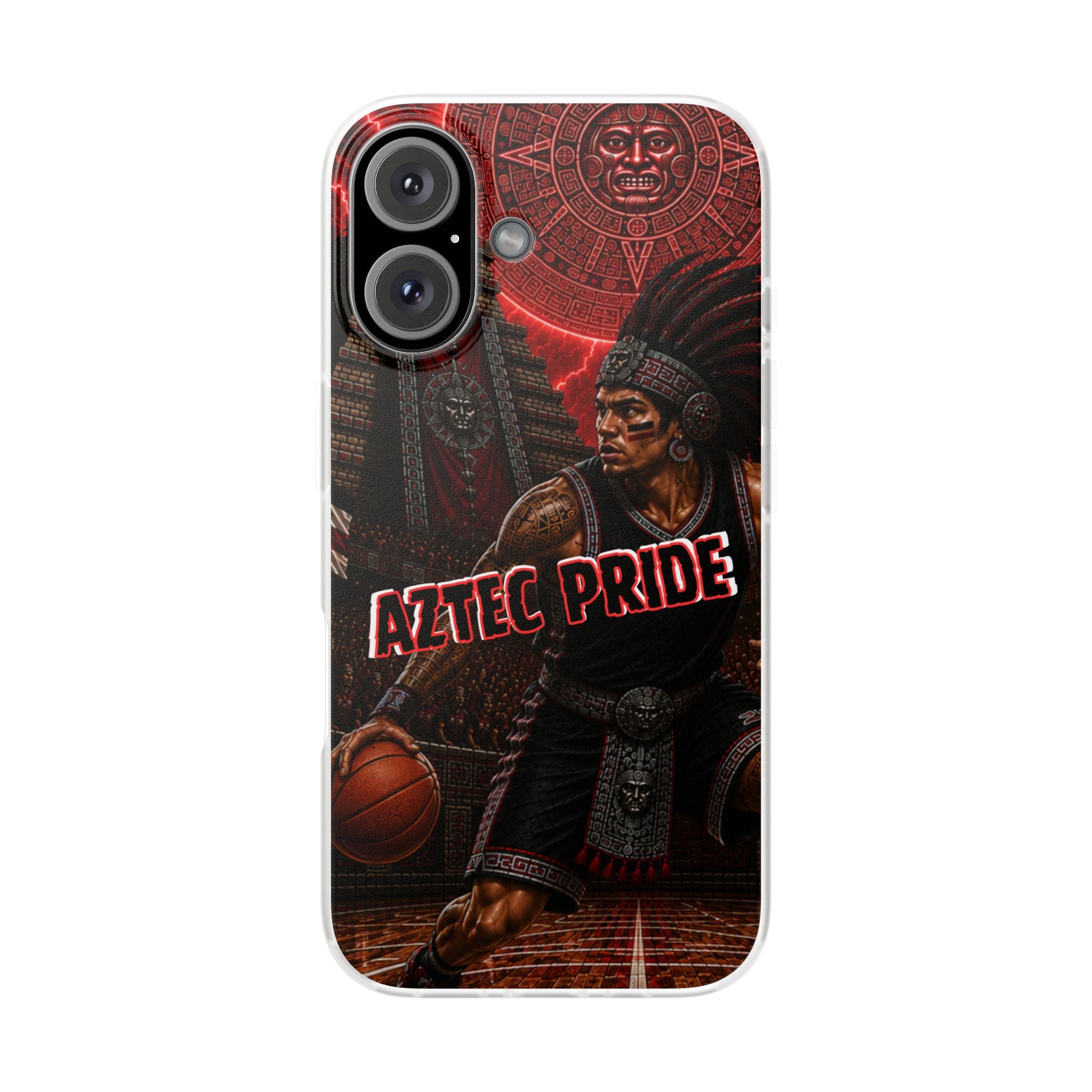 Aztec Basketall Warrior – Flexi Phone Case (iPhone & Samsung • Clear TPU • Made & Shipped in the USA • 🚚 FREE USA Shipping • Personalized Option)