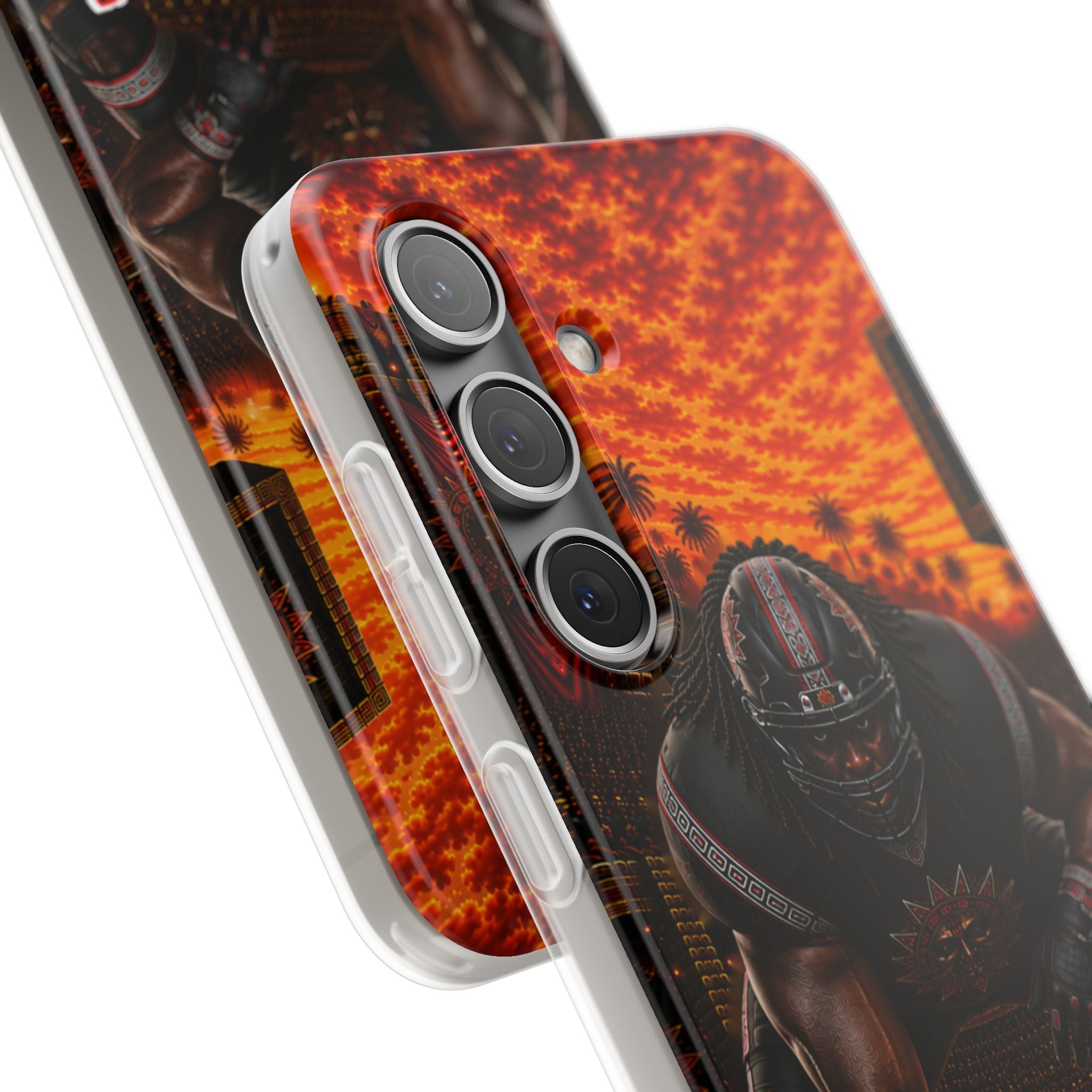 Aztec Football Warrior – Flexi Phone Case (iPhone & Samsung • Clear TPU • Made & Shipped in the USA • 🚚 FREE USA Shipping • Personalized Option)