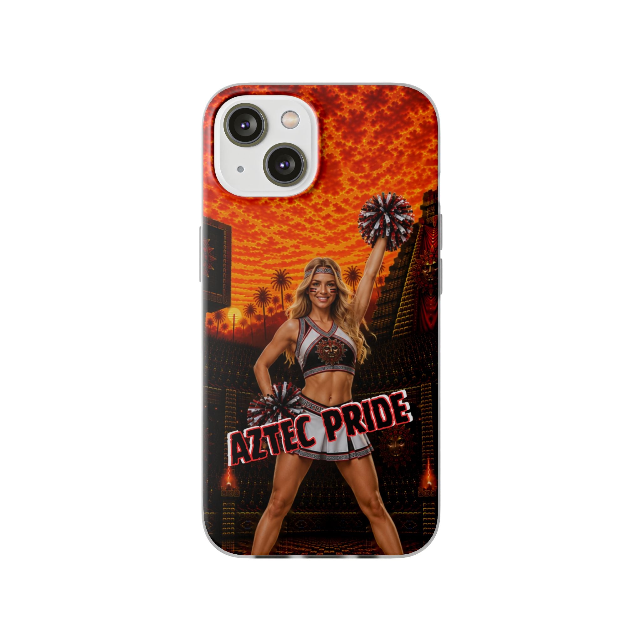 Aztec Cheerleader Warrior – Flexi Phone Case (iPhone & Samsung • Clear TPU • Made & Shipped in the USA • 🚚 FREE USA Shipping • Personalized Option)