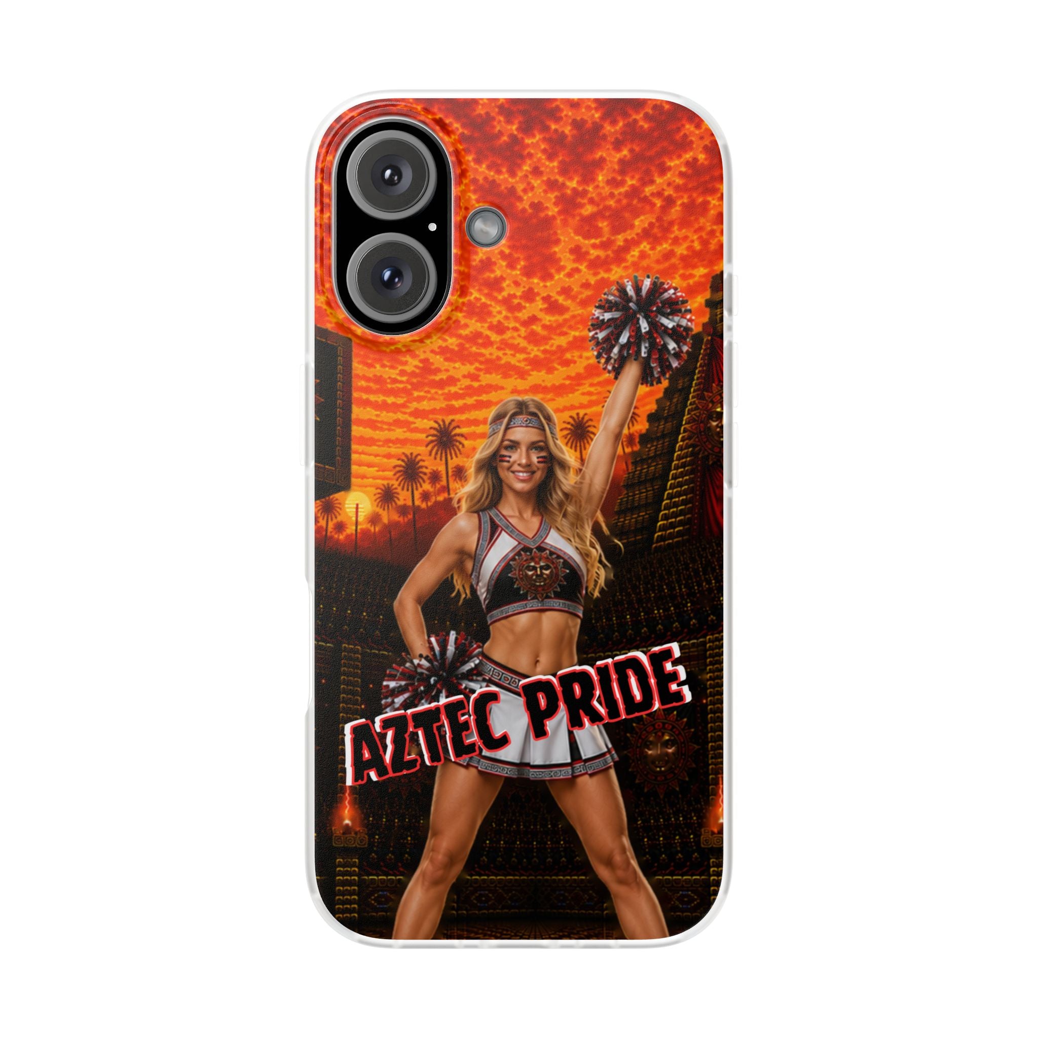 Aztec Cheerleader Warrior – Flexi Phone Case (iPhone & Samsung • Clear TPU • Made & Shipped in the USA • 🚚 FREE USA Shipping • Personalized Option)