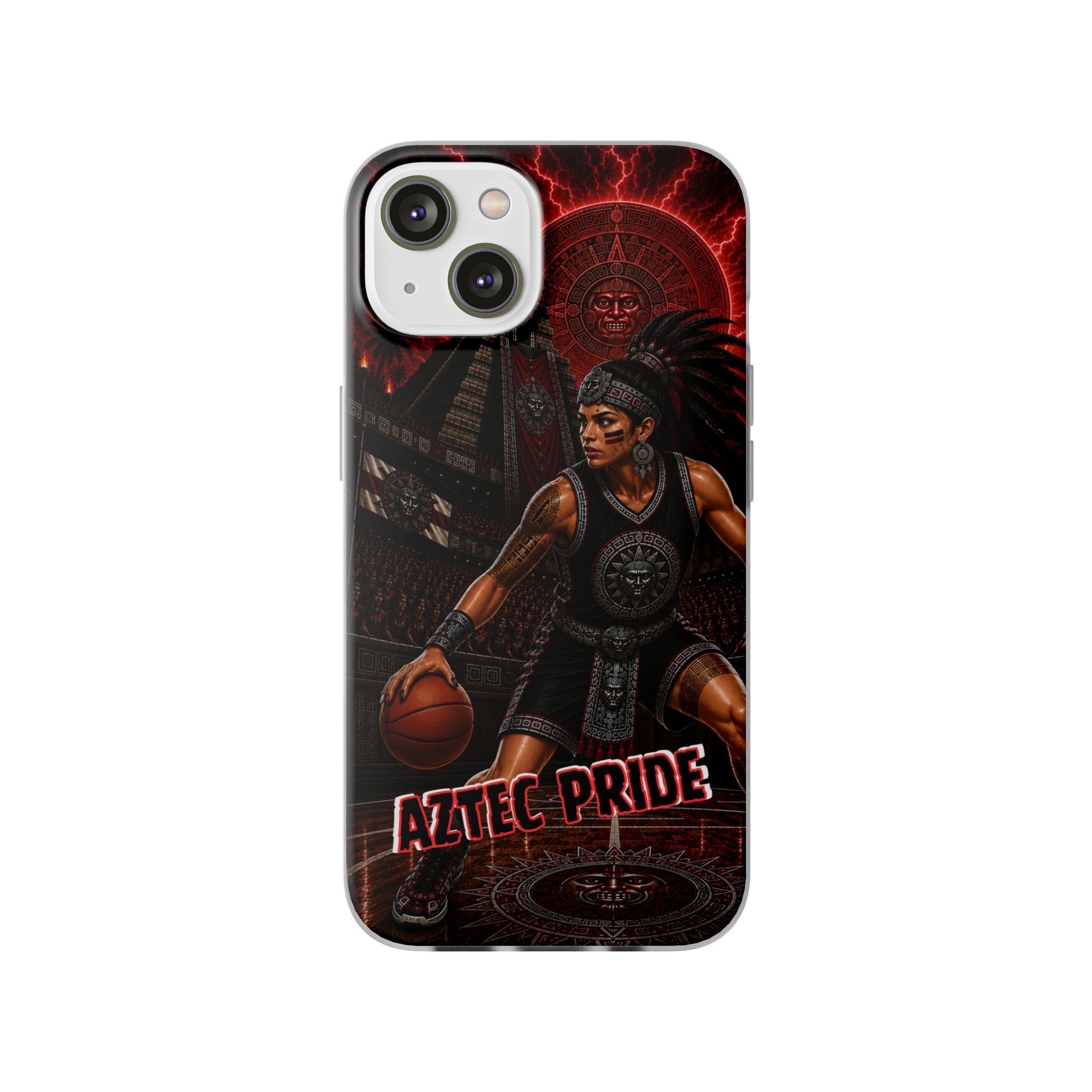 Aztec Basketball Female Warrior – Flexi Phone Case (iPhone & Samsung • Clear TPU • Made & Shipped in the USA • 🚚 FREE USA Shipping • Personalized Option)
