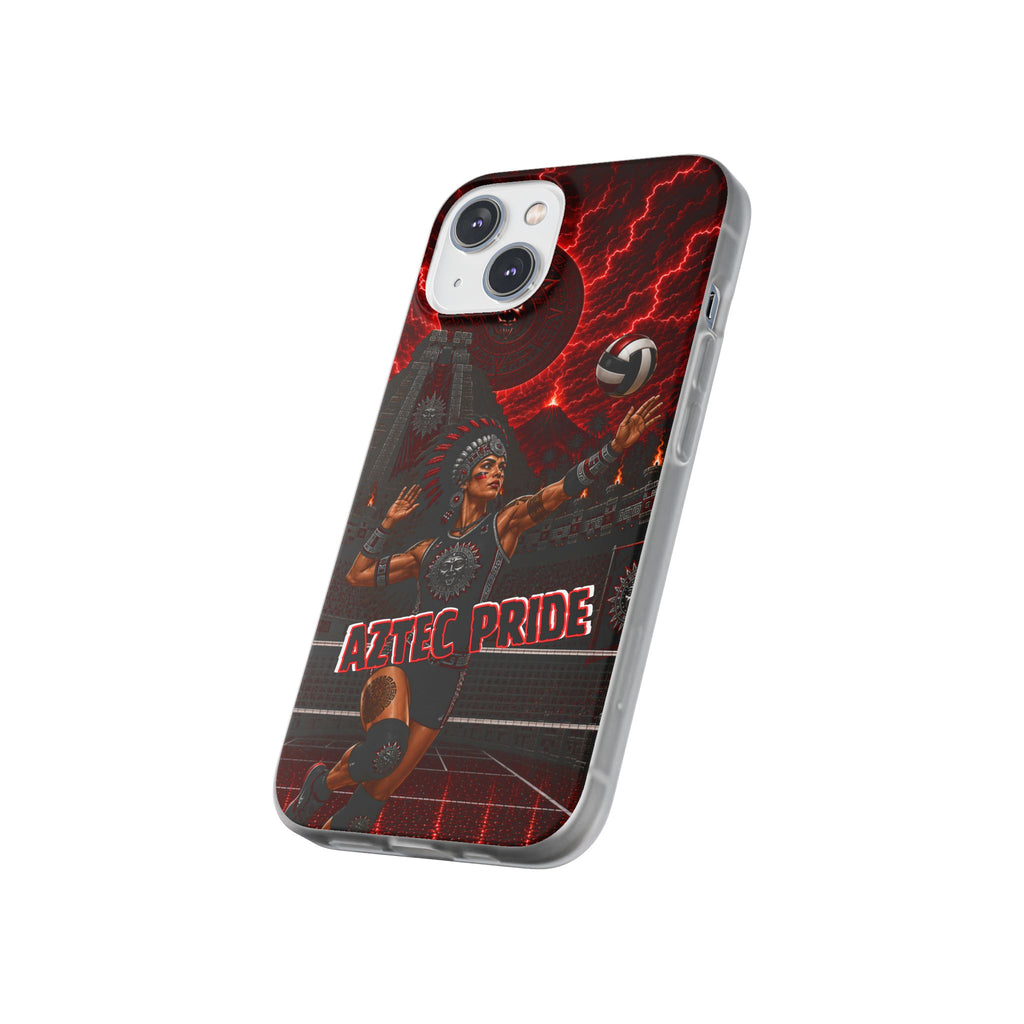Aztec Volleyball Warrior – Flexi Phone Case (iPhone & Samsung • Clear TPU • Made & Shipped in the USA • 🚚 FREE USA Shipping • Personalized Option)