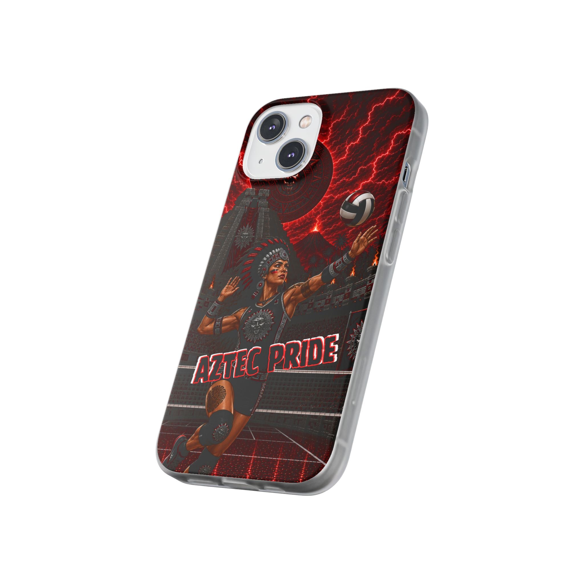 Aztec Volleyball Warrior – Flexi Phone Case (iPhone & Samsung • Clear TPU • Made & Shipped in the USA • 🚚 FREE USA Shipping • Personalized Option)