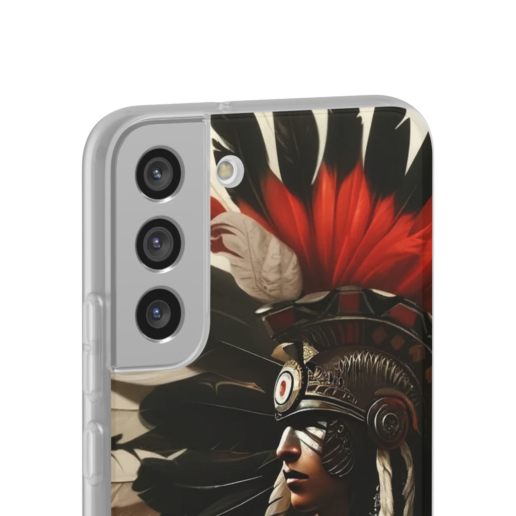 Aztec Fierce Warrior – Flexi Phone Case (iPhone & Samsung • Clear TPU • Made in USA • Personalized Option)