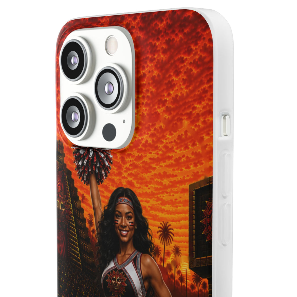 Aztec Cheerleader Warrior – Flexi Phone Case (iPhone & Samsung • Clear TPU • Made & Shipped in the USA • 🚚 FREE USA Shipping • Personalized Option)