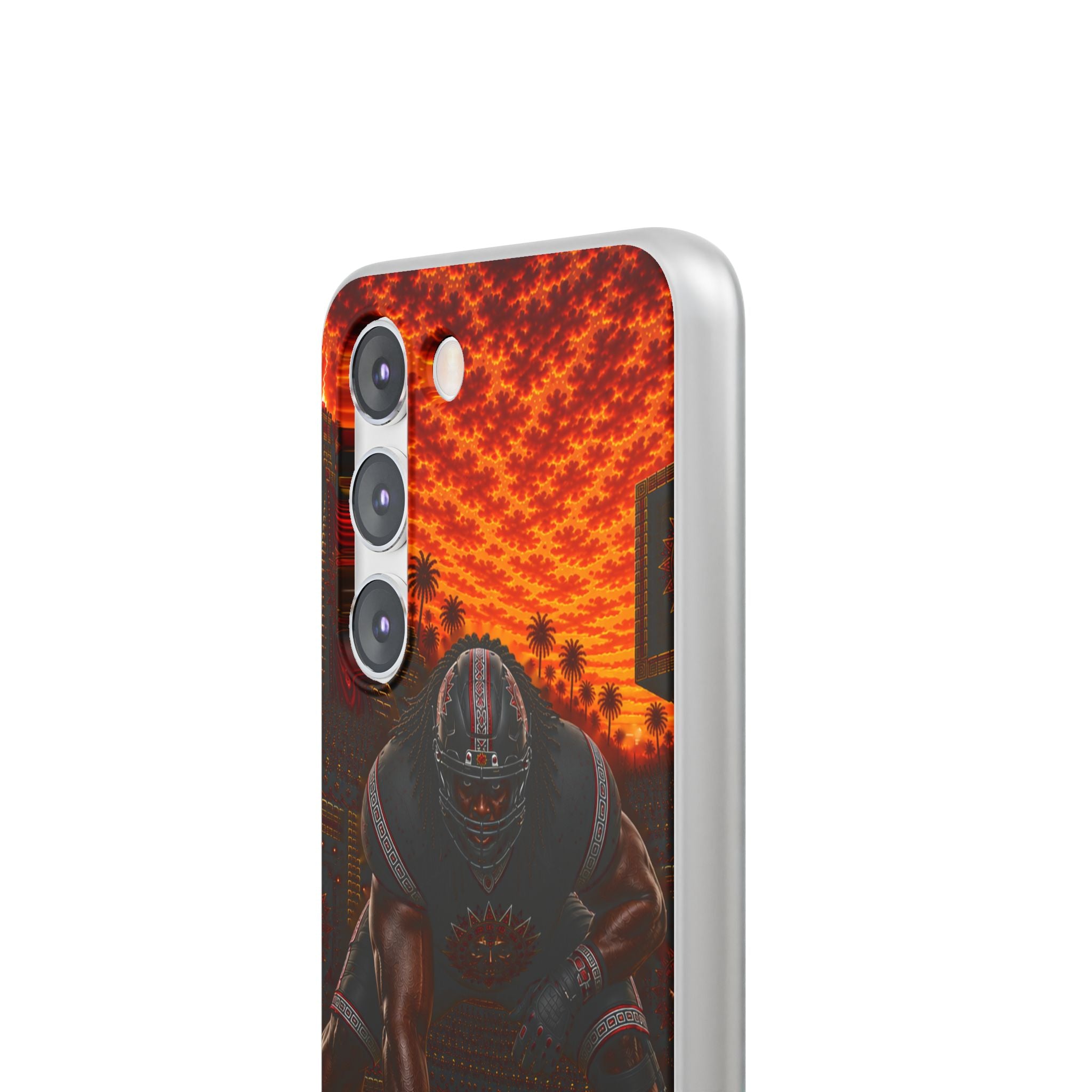 Aztec Football Warrior – Flexi Phone Case (iPhone & Samsung • Clear TPU • Made & Shipped in the USA • 🚚 FREE USA Shipping • Personalized Option)