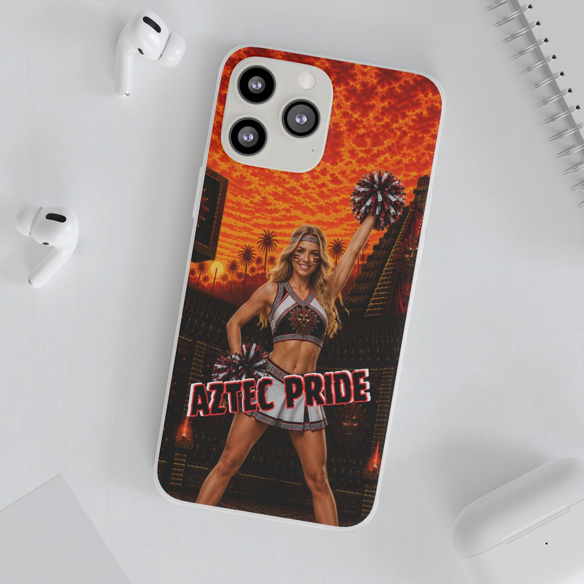 Aztec Cheerleader Warrior – Flexi Phone Case (iPhone & Samsung • Clear TPU • Made & Shipped in the USA • 🚚 FREE USA Shipping • Personalized Option)