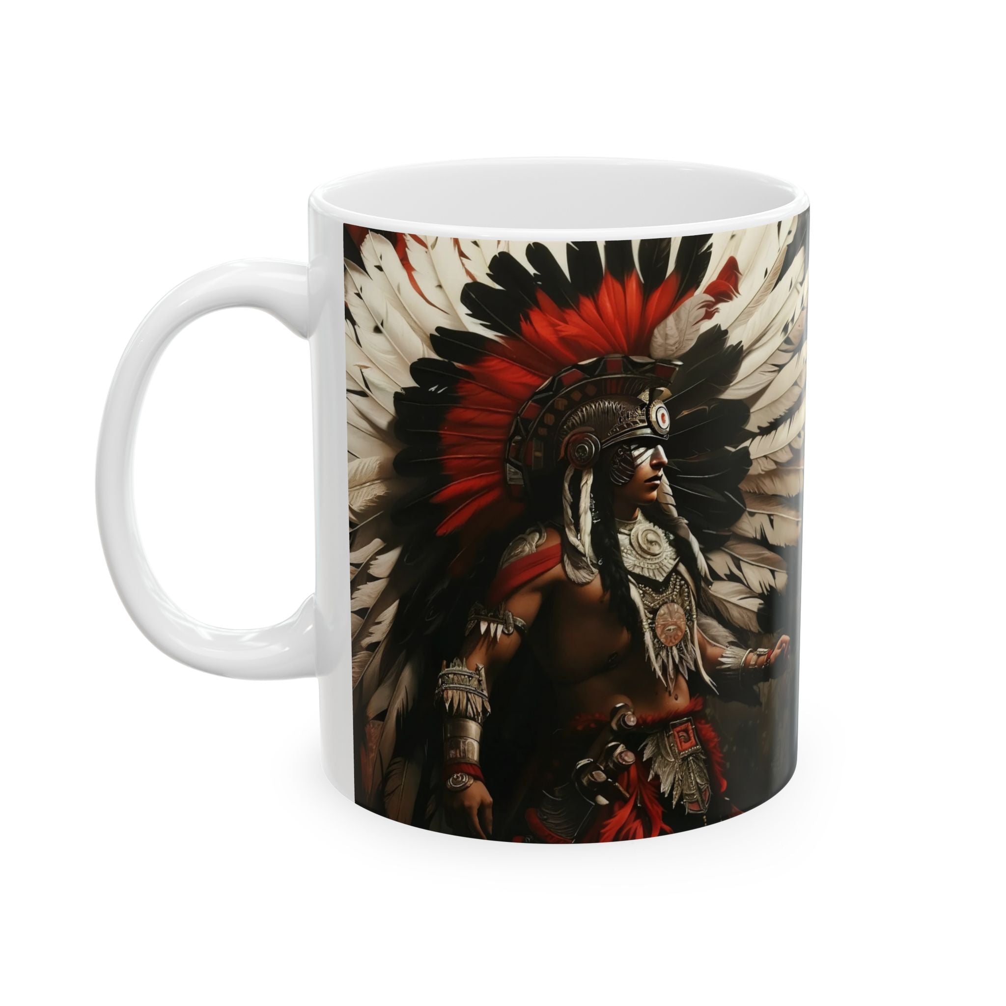 Aztec Fierce Warrior – Ceramic Mug (11oz, 15oz • Dishwasher & Microwave Safe • Made in USA • Personalized Option)