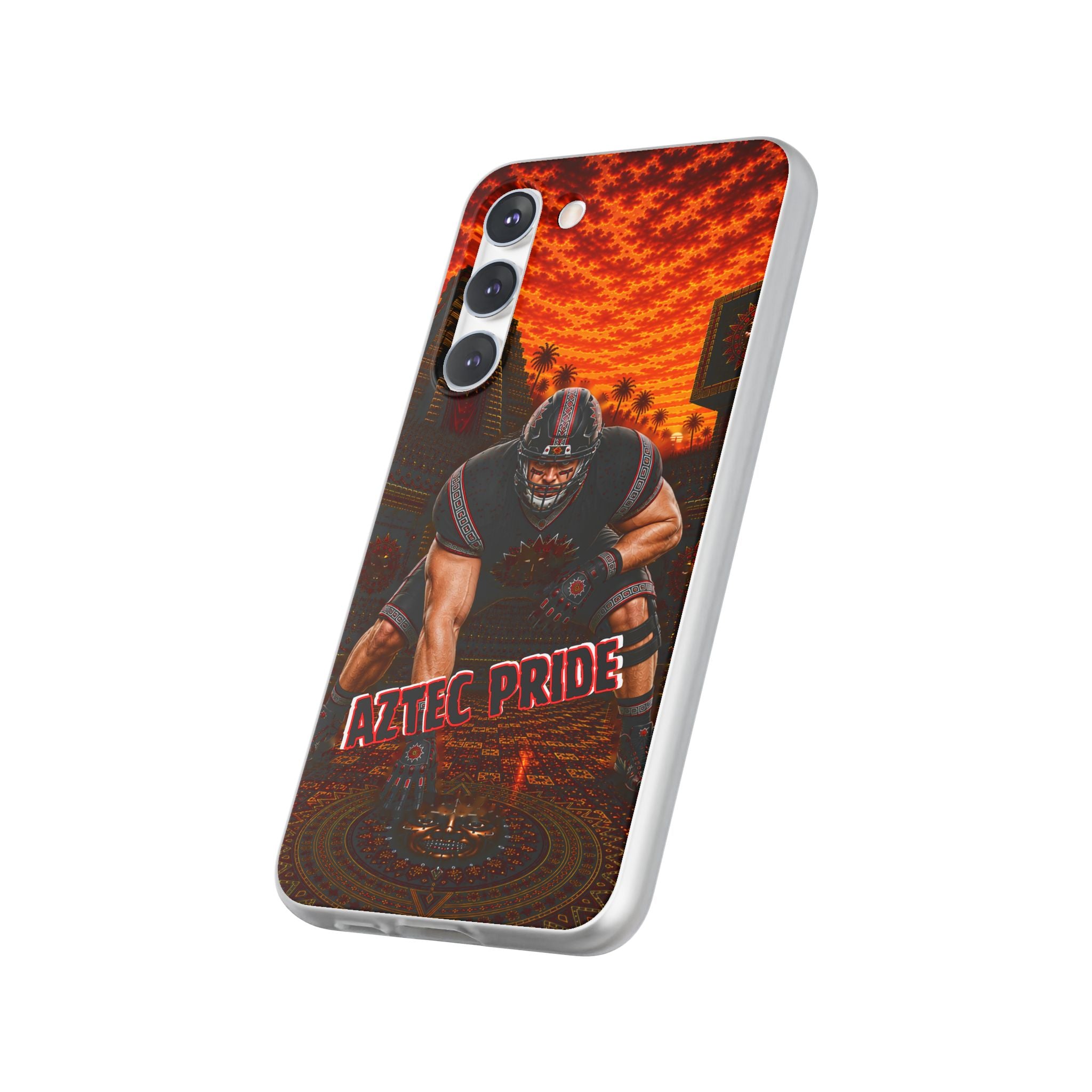 Aztec Football Warrior – Flexi Phone Case (iPhone & Samsung • Clear TPU • Made & Shipped in the USA • 🚚 FREE USA Shipping • Personalized Option)