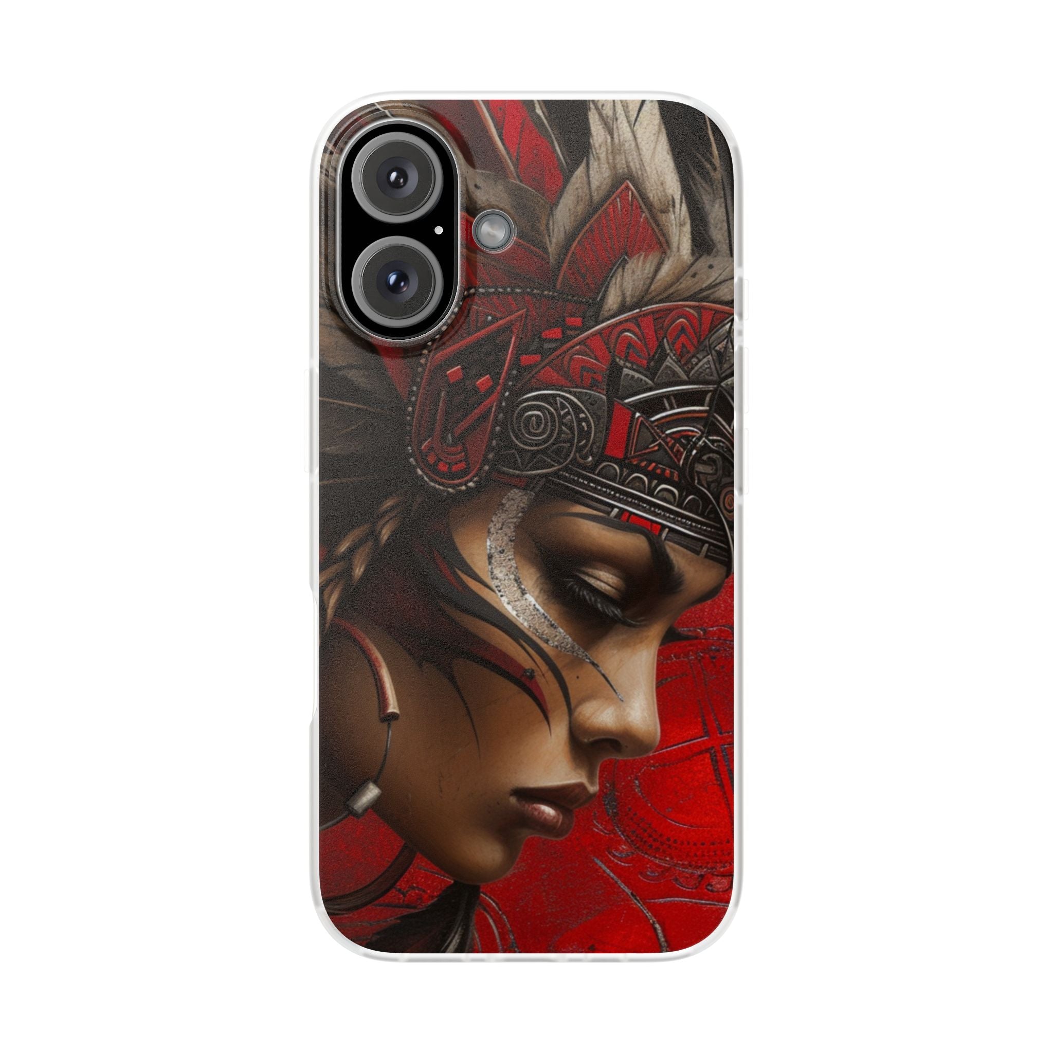 Aztec Sun Goddess – Flexi Phone Case (iPhone & Samsung • Clear TPU • Made in USA • Personalized Option)