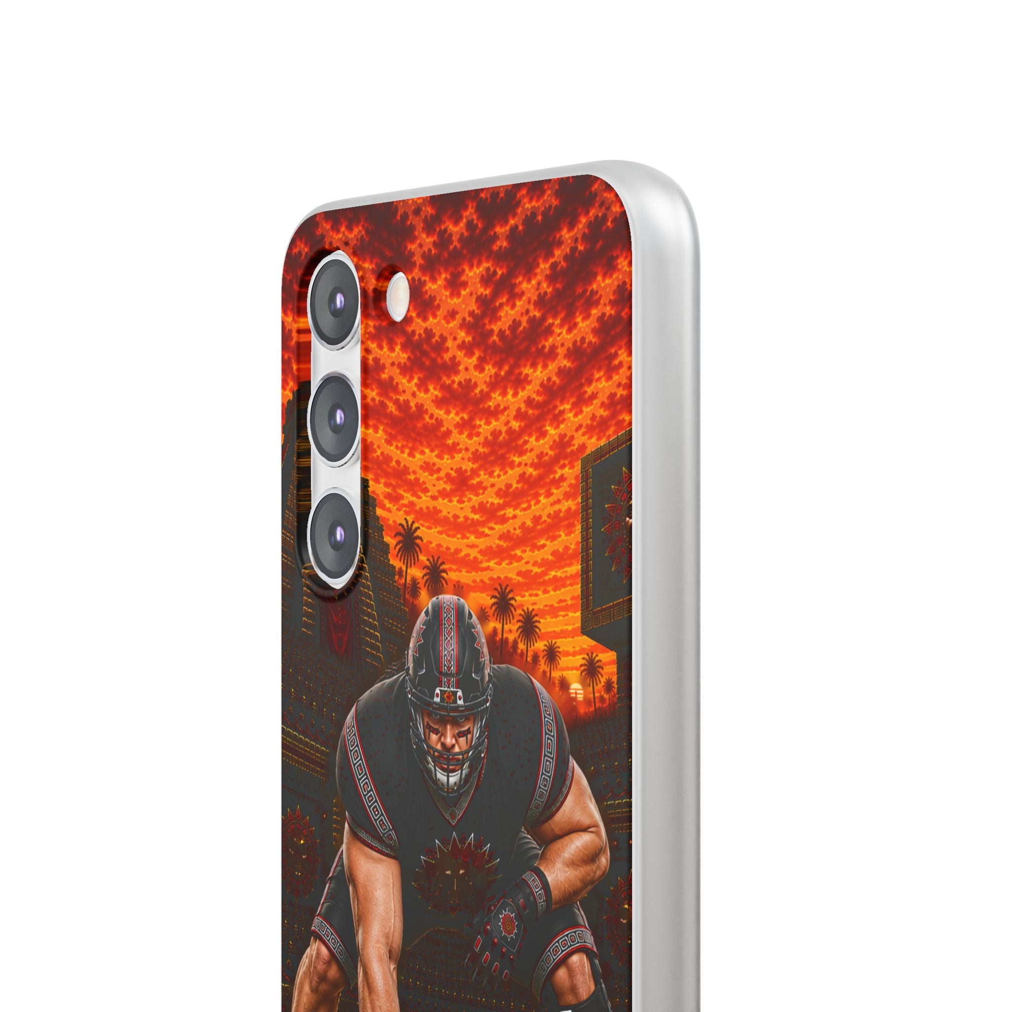 Aztec Football Warrior – Flexi Phone Case (iPhone & Samsung • Clear TPU • Made & Shipped in the USA • 🚚 FREE USA Shipping • Personalized Option)
