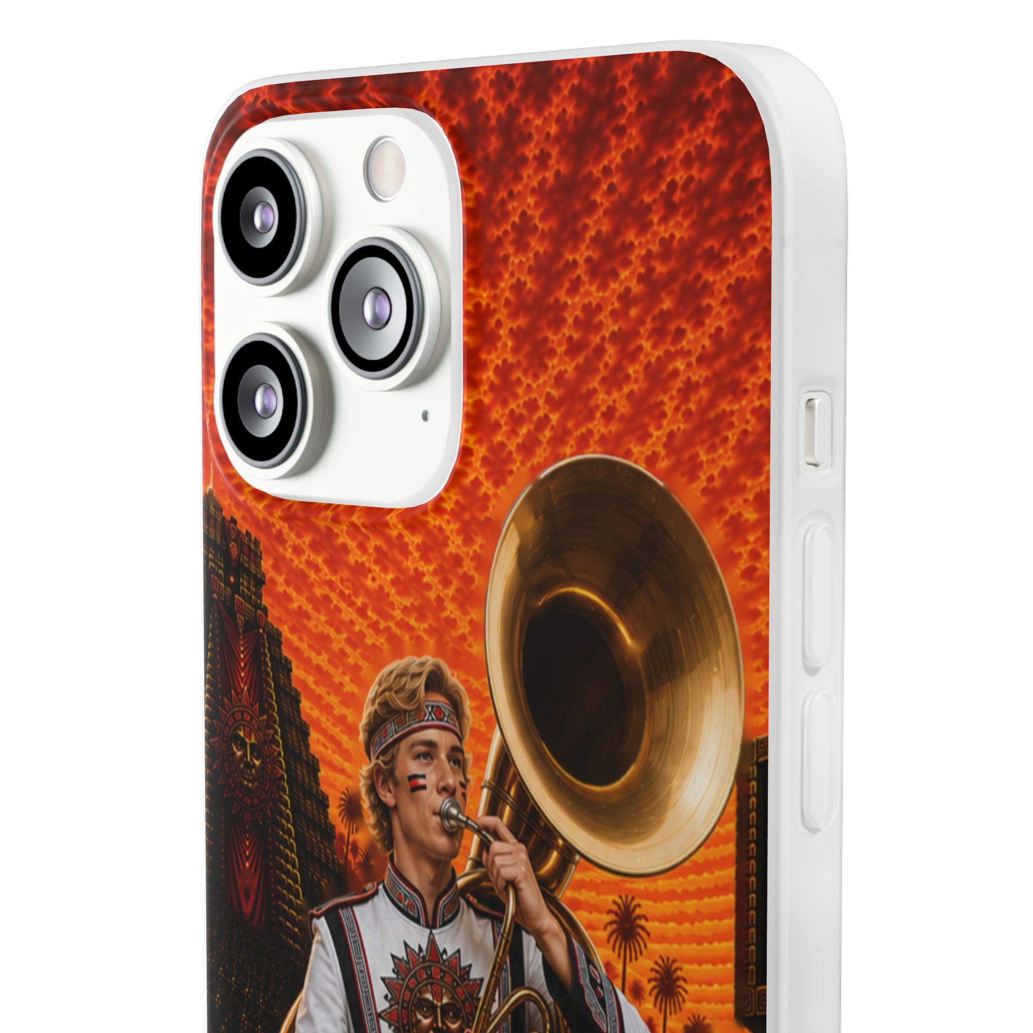 Aztec Band Warrior – Flexi Phone Case (iPhone & Samsung • Clear TPU • Made & Shipped in the USA • 🚚 FREE USA Shipping • Personalized Option)