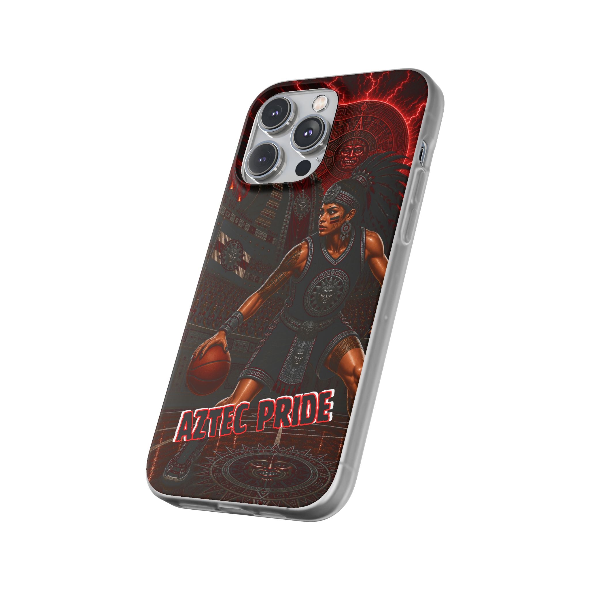 Aztec Basketball Female Warrior – Flexi Phone Case (iPhone & Samsung • Clear TPU • Made & Shipped in the USA • 🚚 FREE USA Shipping • Personalized Option)