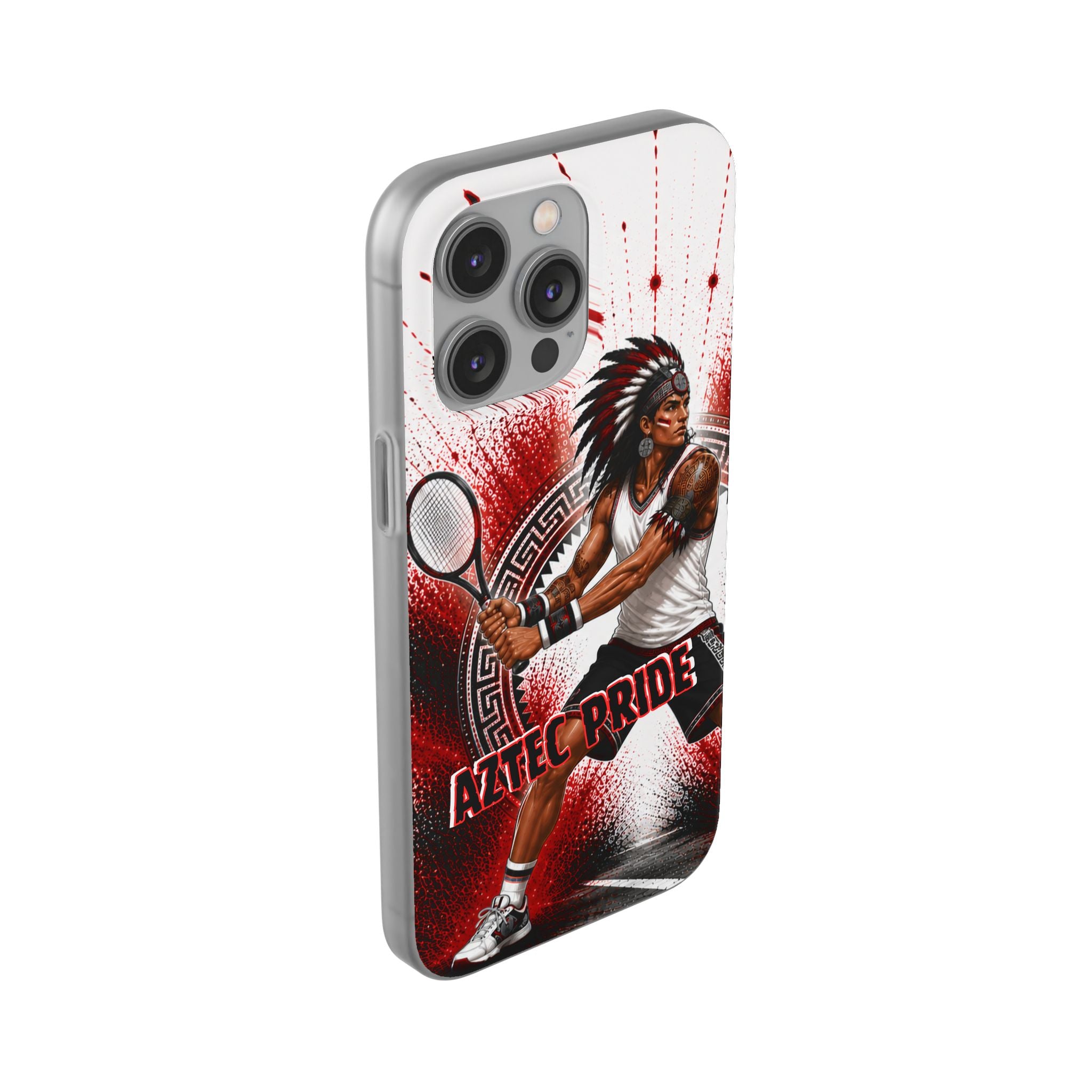 Aztec Tennis Male Warrior – Flexi Phone Case (iPhone & Samsung • Clear TPU • Made & Shipped in the USA • 🚚 FREE USA Shipping • Personalized Option)