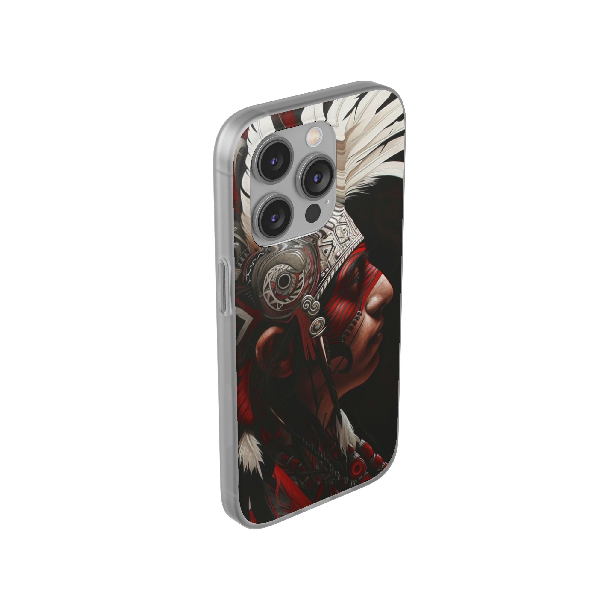Aztec Warrior King – Flexi Phone Case (iPhone & Samsung • Clear TPU • Made in USA • Personalized Option)