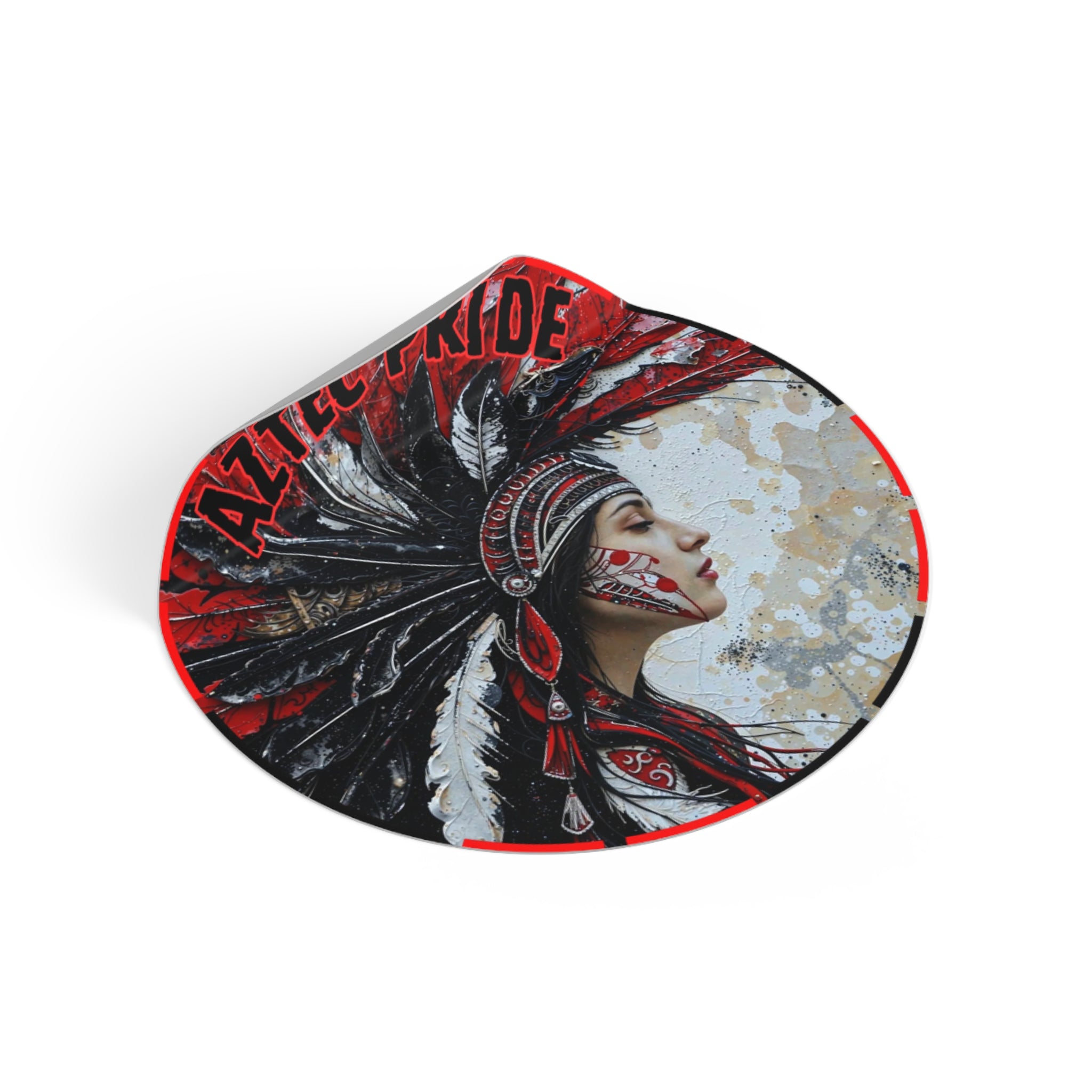 Aztec Silent Goddess Round Vinyl Sticker – Waterproof Matte Decal (2”–6”)