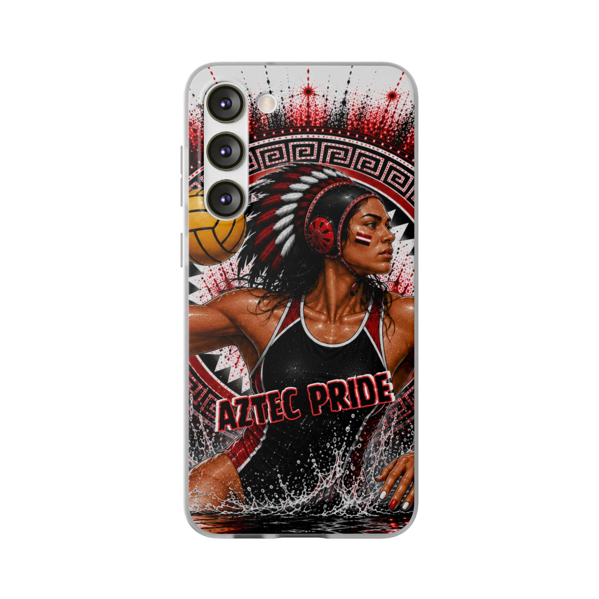 Aztec Water Polo Warrior – Flexi Phone Case (iPhone & Samsung • Clear TPU • Made in USA • Personalized Option)