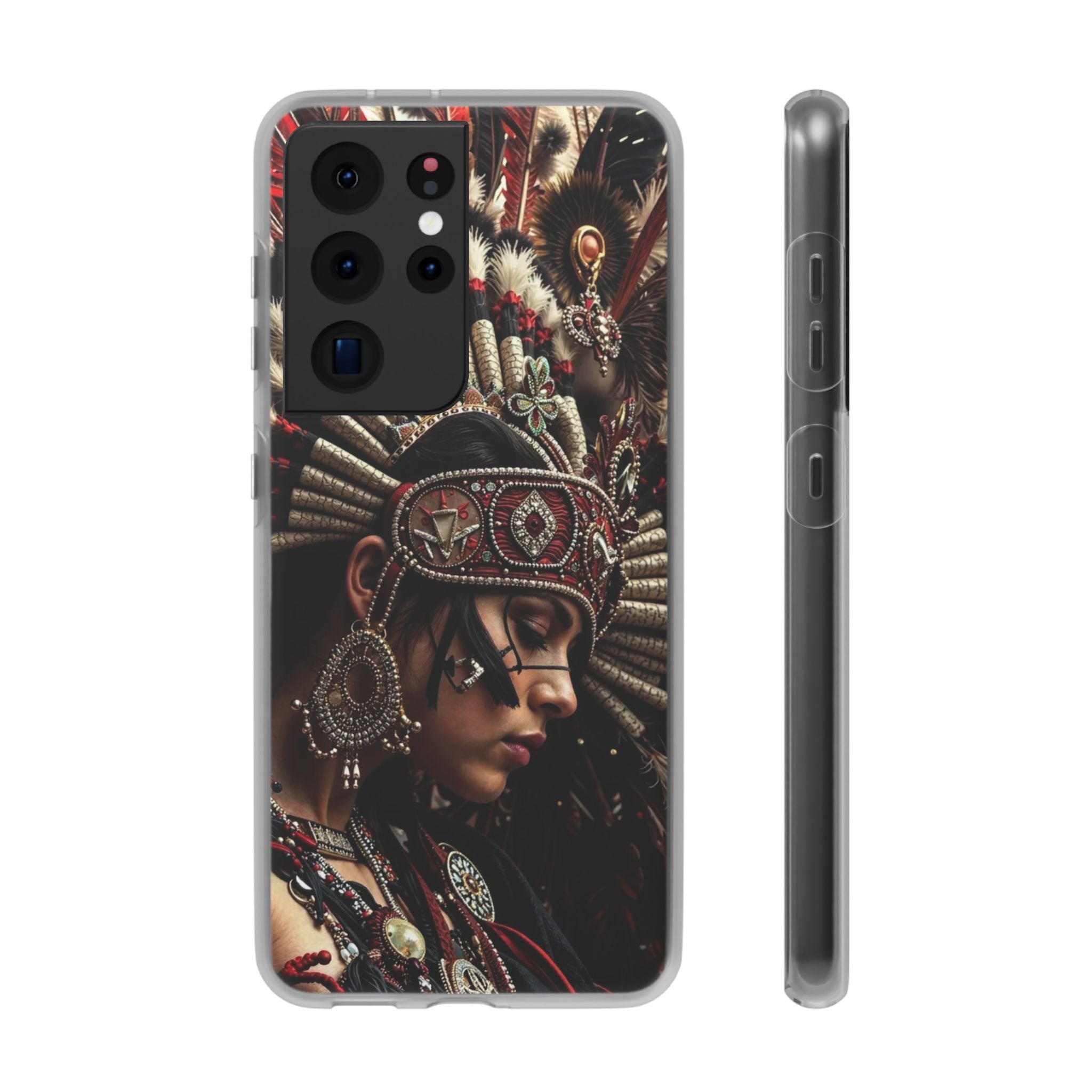 Aztec Goddess Spirit – Flexi Phone Case (iPhone & Samsung • Clear TPU • Made in USA • Personalized Option)