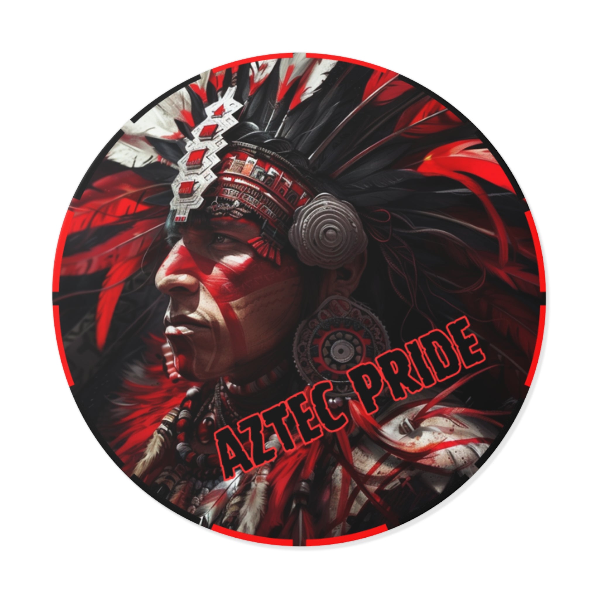 Aztec Loyal Warrior Round Vinyl Sticker - Waterproof Matte Decal (2"-6")