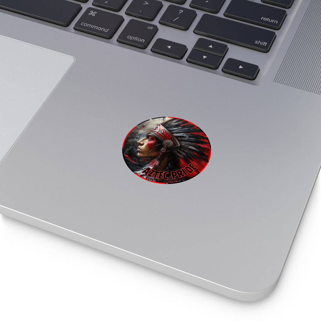 Aztec Silent Warrior Round Vinyl Sticker – Waterproof Matte Decal (2”–6”)
