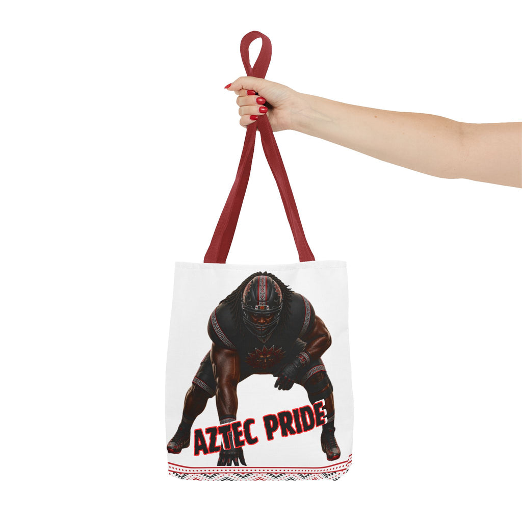 Aztec Football O-Line Warrior Tote Bag | Aztec-Inspired AI Art • Made & Shipped in the USA • 🚚 FREE USA Shipping • FREE Personalization