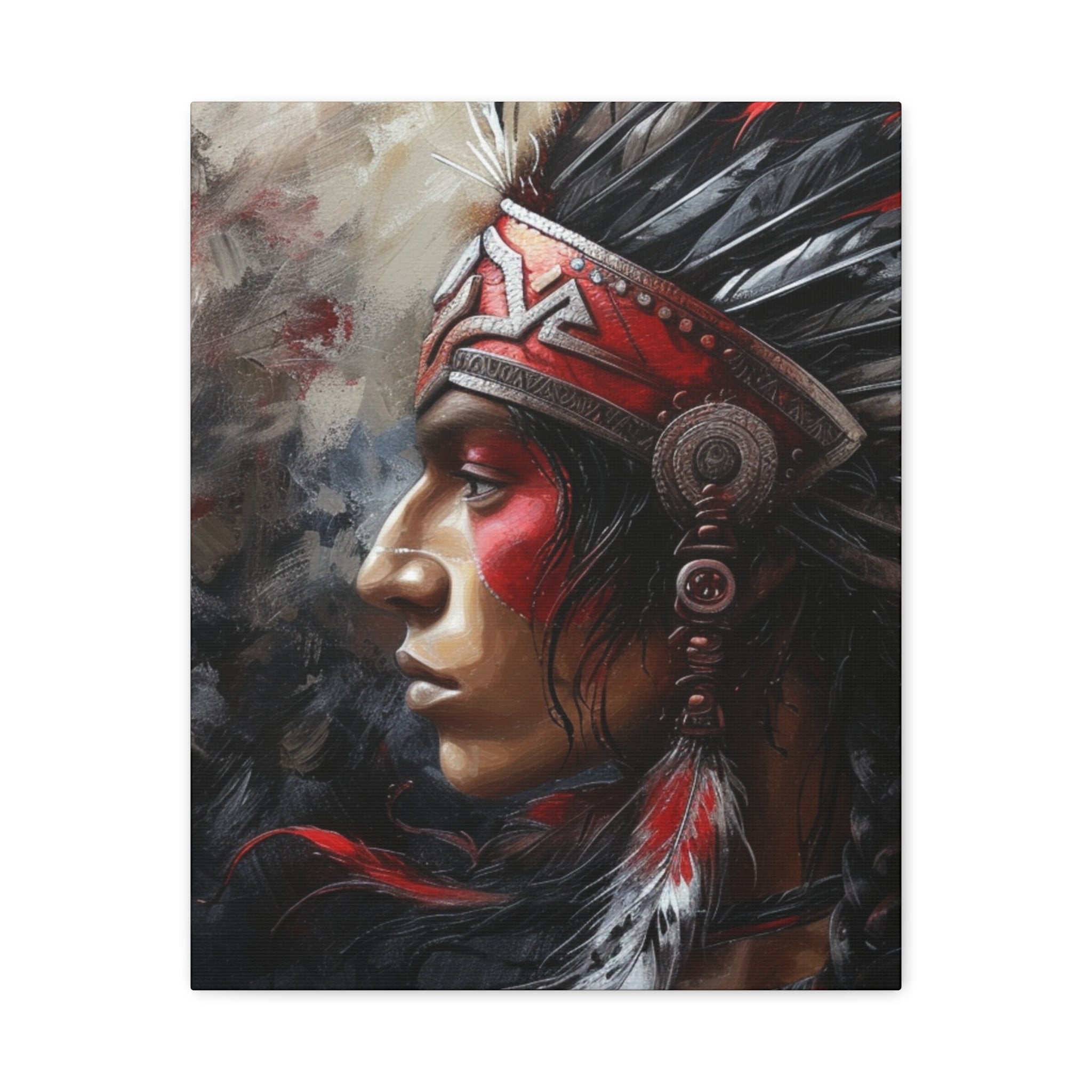 Aztec Silent Warrior – Bold Aztec Wall Art Canvas