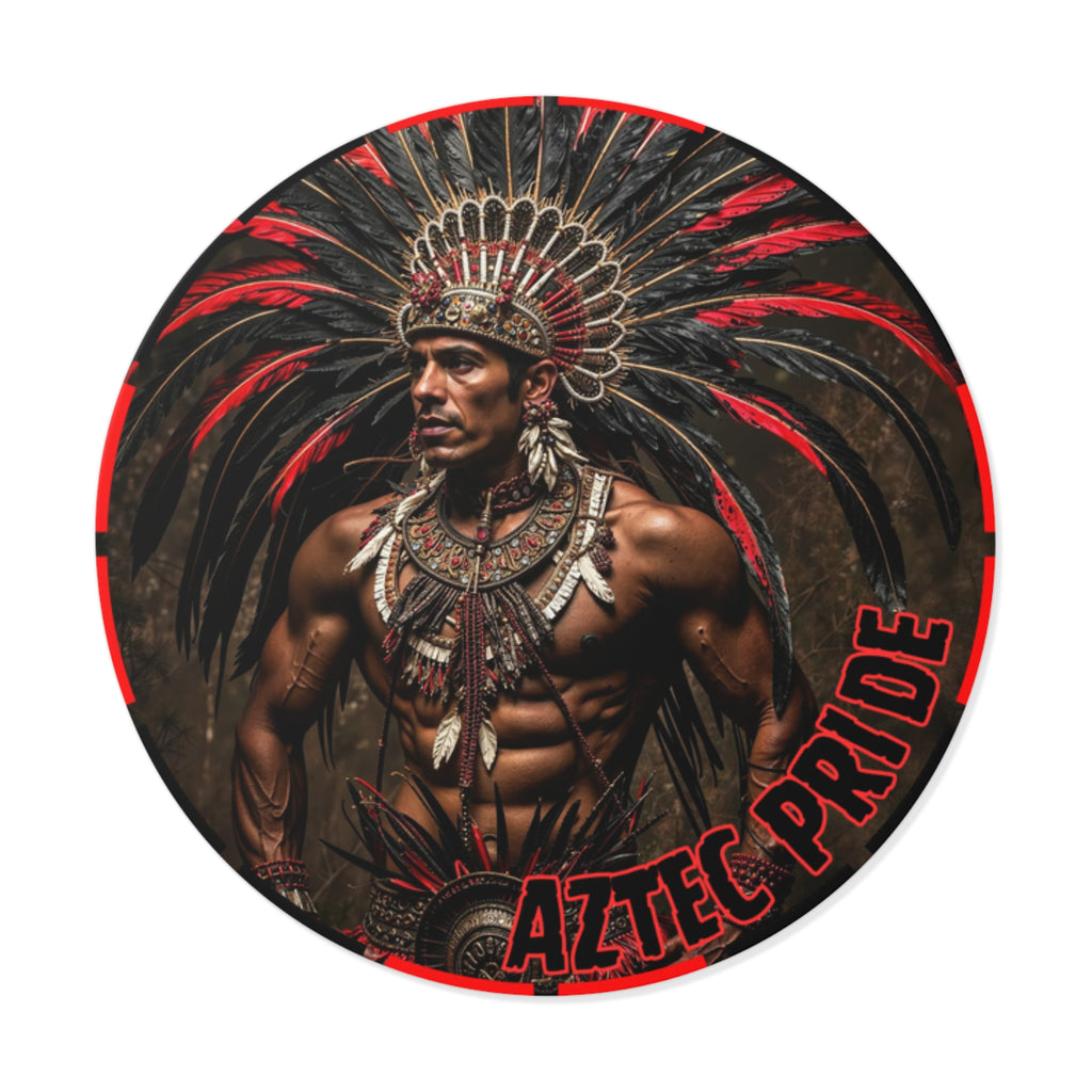 Aztec Sun Guardian Round Vinyl Sticker – Waterproof Matte Decal (2”–6”)