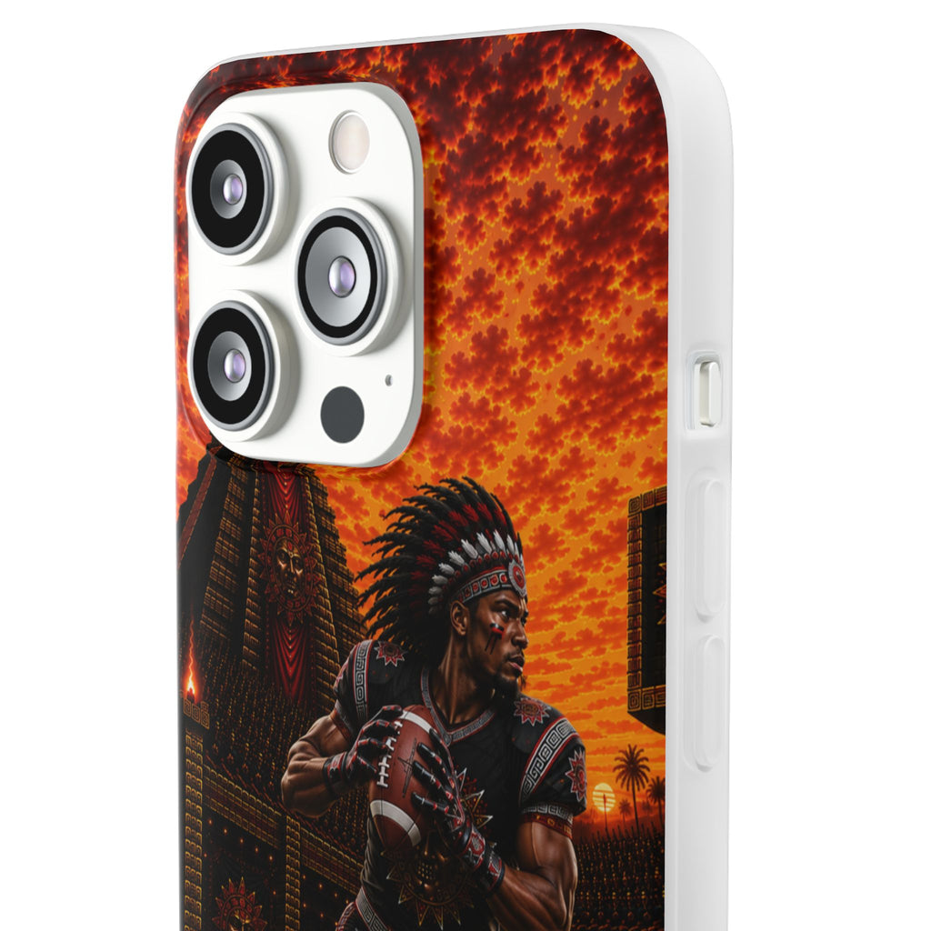 Aztec Football Warrior – Flexi Phone Case (iPhone & Samsung • Clear TPU • Made & Shipped in the USA • 🚚 FREE USA Shipping • Personalized Option)