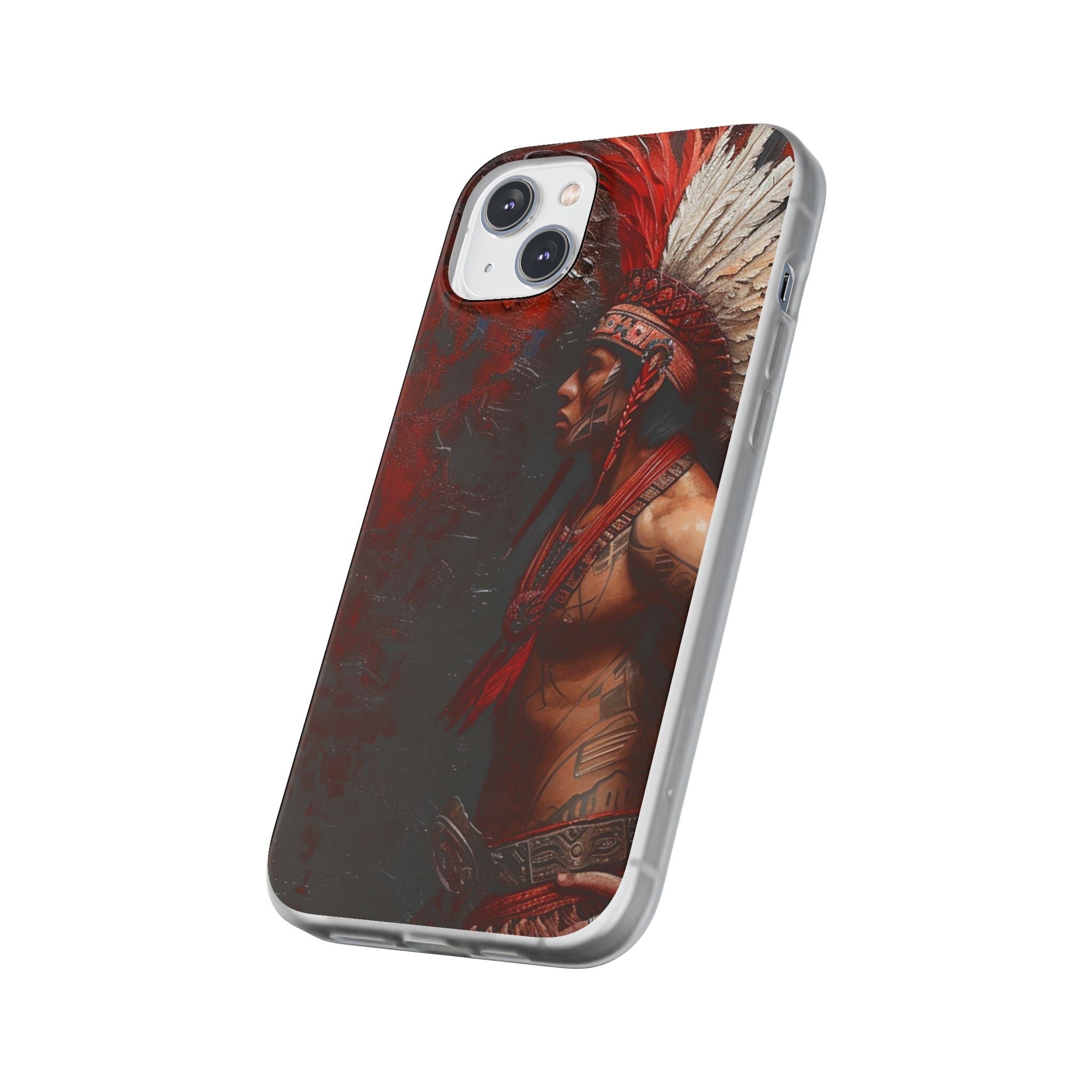 Aztec Noble Warrior – Flexi Phone Case (iPhone & Samsung • Clear TPU • Made in USA • Personalized Option)