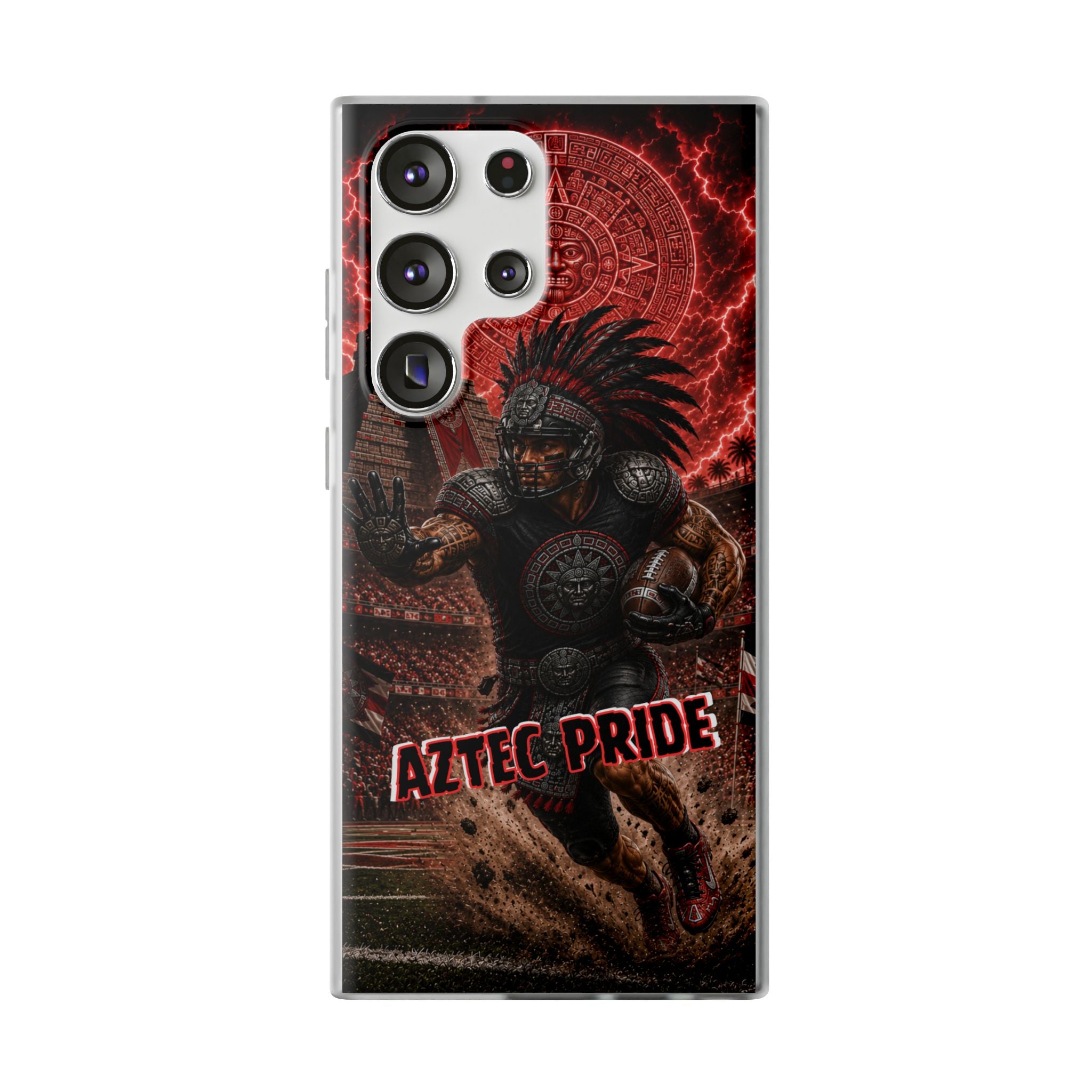 Aztec Football Warrior – Flexi Phone Case (iPhone & Samsung • Clear TPU • Made in USA • Personalized Option)