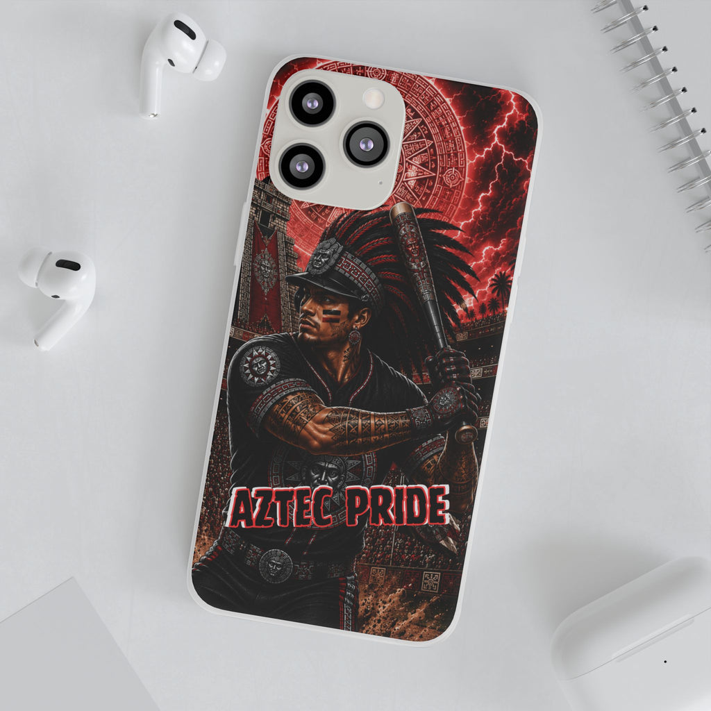 Aztec Baseball Warrior – Flexi Phone Case (iPhone & Samsung • Clear TPU • Made & Shipped in the USA • 🚚 FREE USA Shipping • Personalized Option)