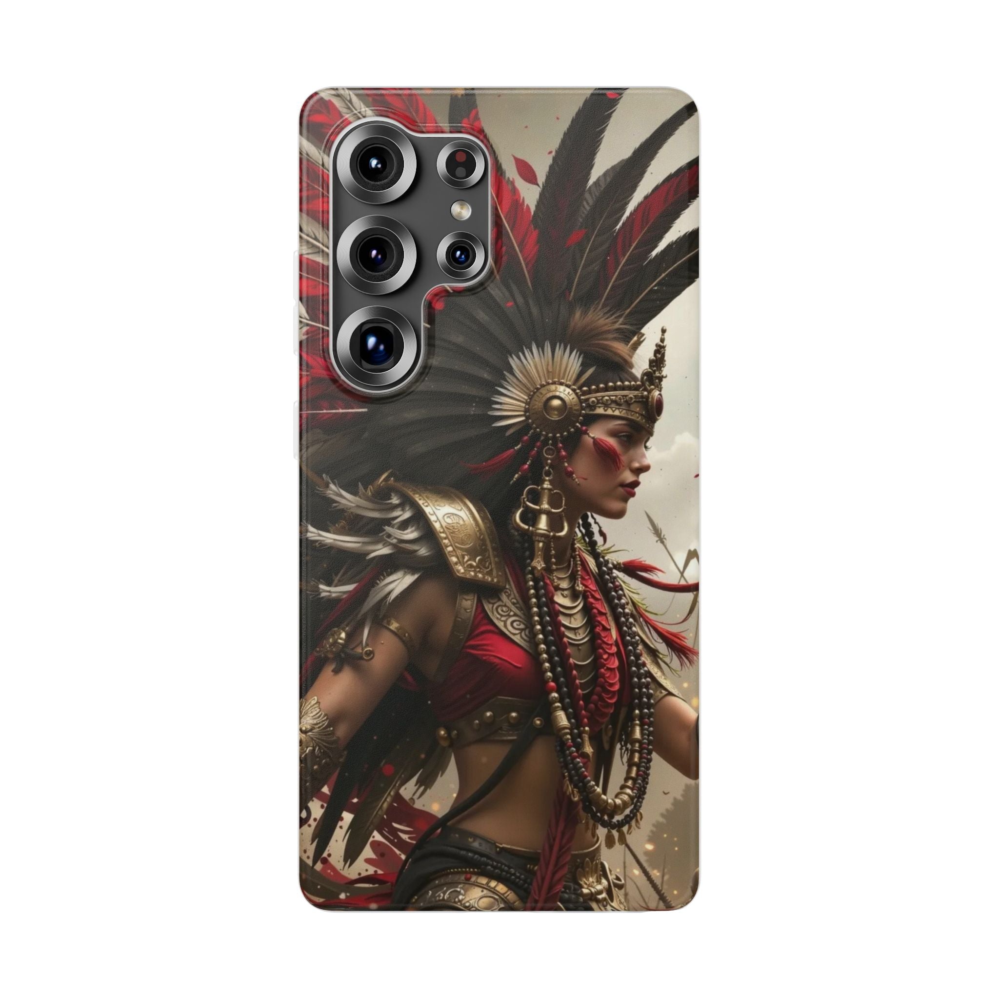 Aztec Warrior Queen – Flexi Phone Case (iPhone & Samsung • Clear TPU • Made in USA • Personalized Option)