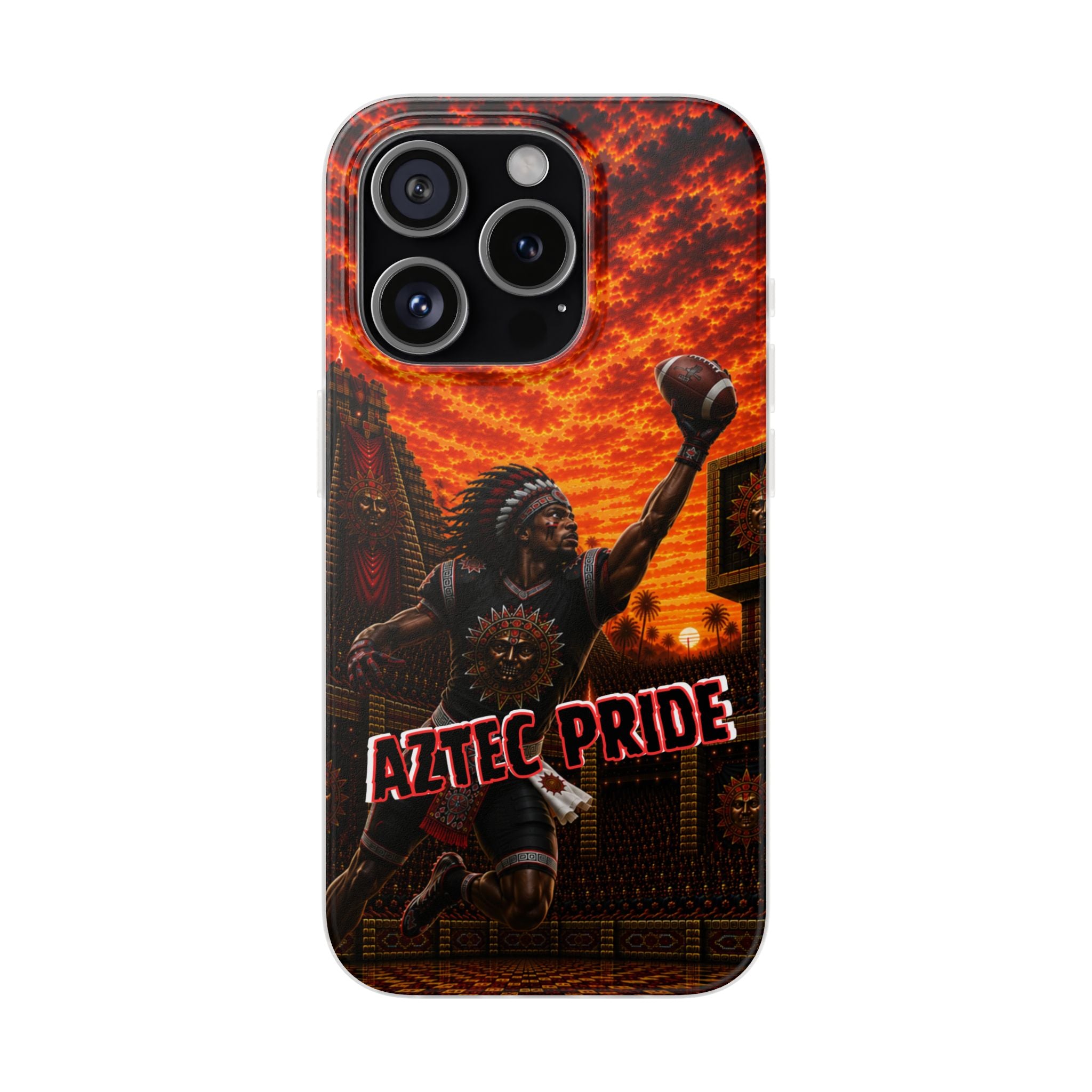 Aztec Football Warrior – Flexi Phone Case (iPhone & Samsung • Clear TPU • Made & Shipped in the USA • 🚚 FREE USA Shipping • Personalized Option)