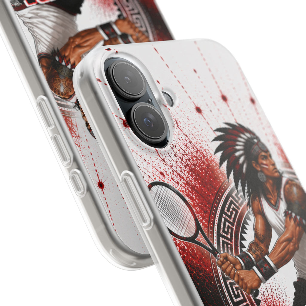 Aztec Tennis Male Warrior – Flexi Phone Case (iPhone & Samsung • Clear TPU • Made & Shipped in the USA • 🚚 FREE USA Shipping • Personalized Option)