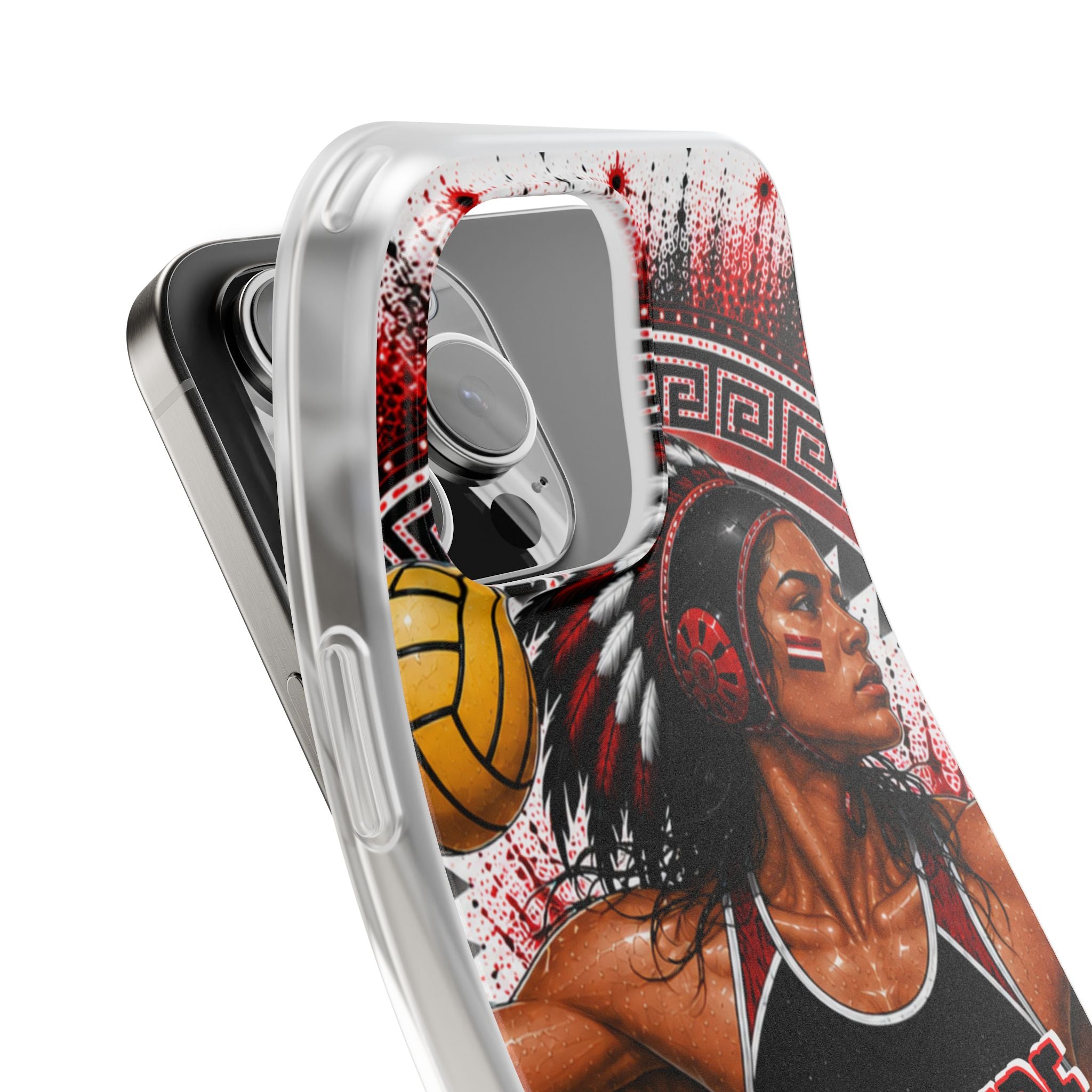 Aztec Water Polo Warrior – Flexi Phone Case (iPhone & Samsung • Clear TPU • Made in USA • Personalized Option)