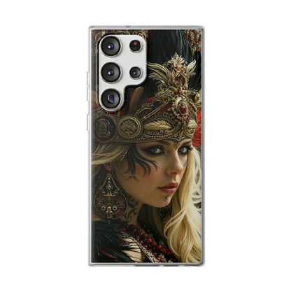 Aztec Fireheart Queen – Flexi Phone Case (iPhone & Samsung • Clear TPU • Made in USA • Personalized Option)