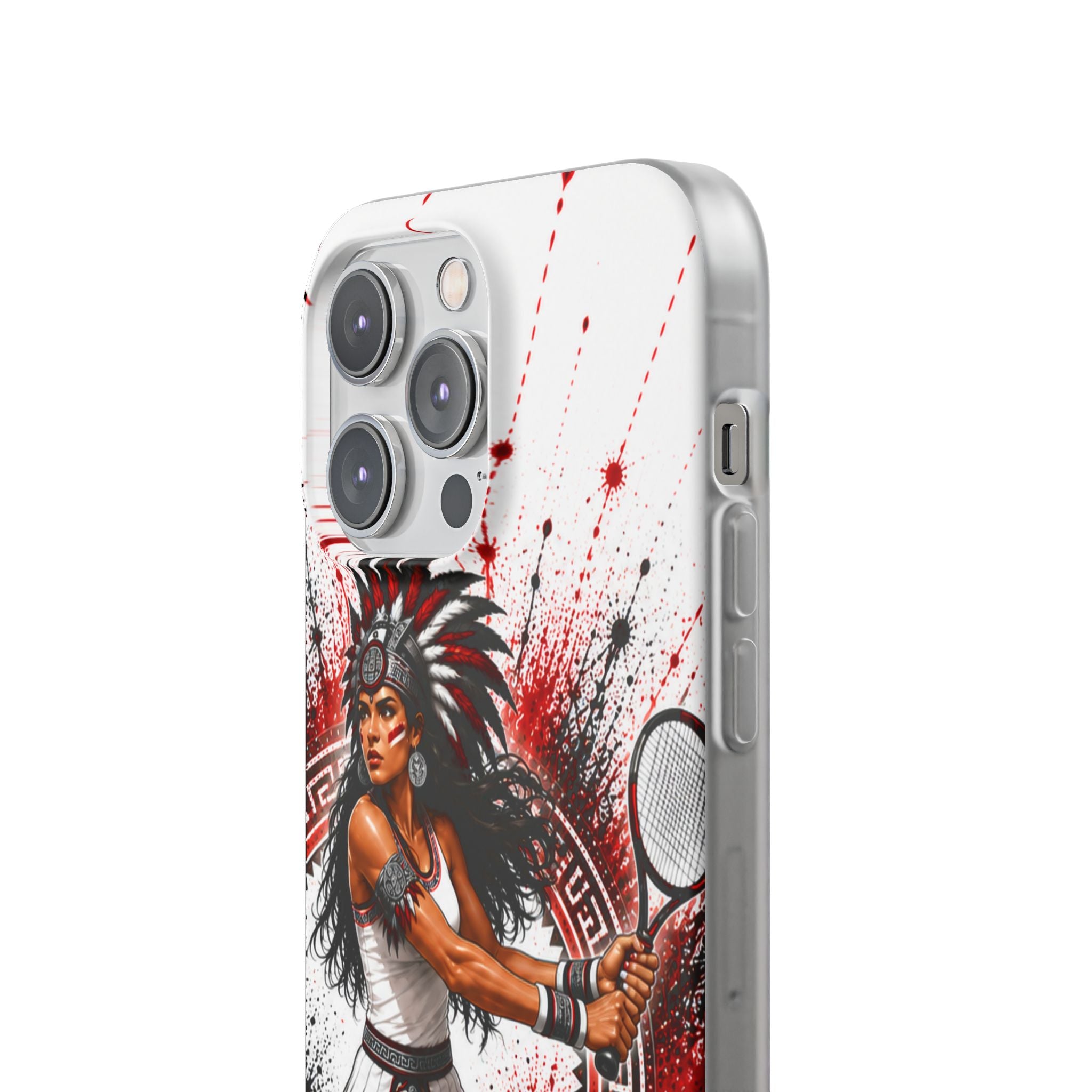 Aztec Tennis Female Warrior – Flexi Phone Case (iPhone & Samsung • Clear TPU • Made & Shipped in the USA • 🚚 FREE USA Shipping • Personalized Option)