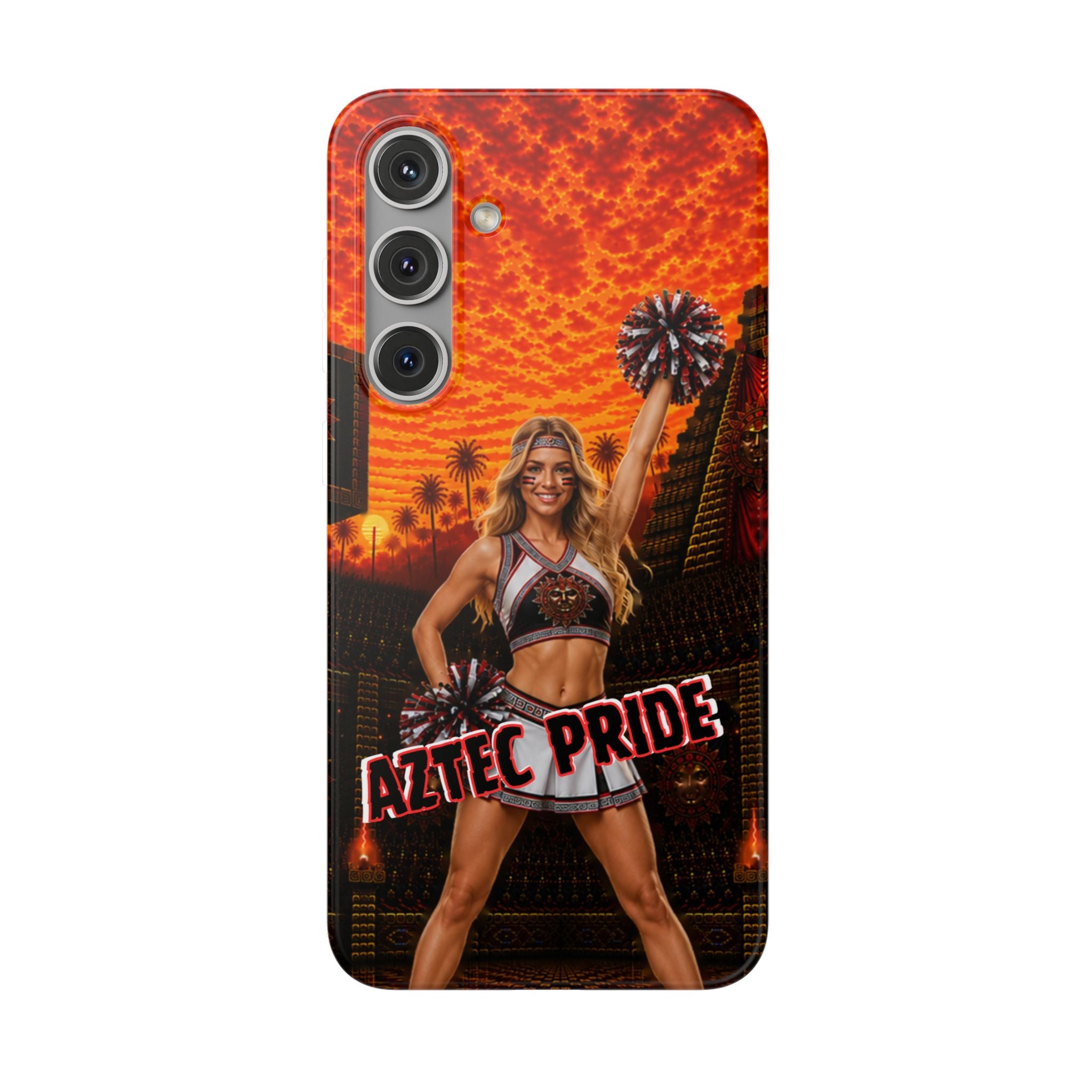 Aztec Cheerleader Warrior – Flexi Phone Case (iPhone & Samsung • Clear TPU • Made & Shipped in the USA • 🚚 FREE USA Shipping • Personalized Option)