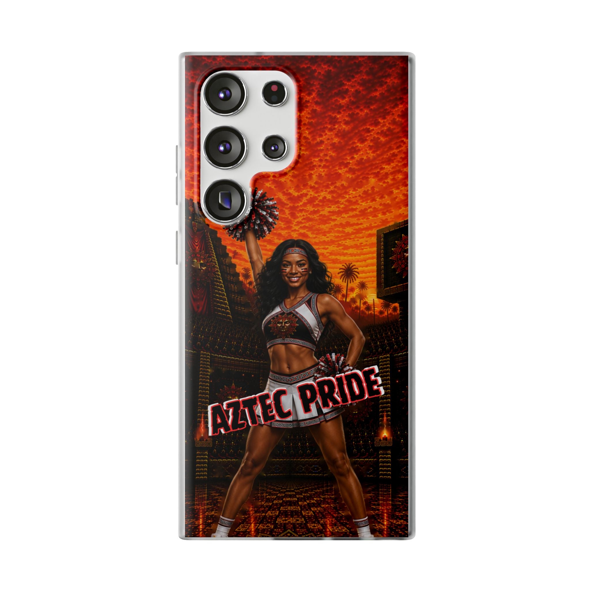 Aztec Cheerleader Warrior – Flexi Phone Case (iPhone & Samsung • Clear TPU • Made & Shipped in the USA • 🚚 FREE USA Shipping • Personalized Option)