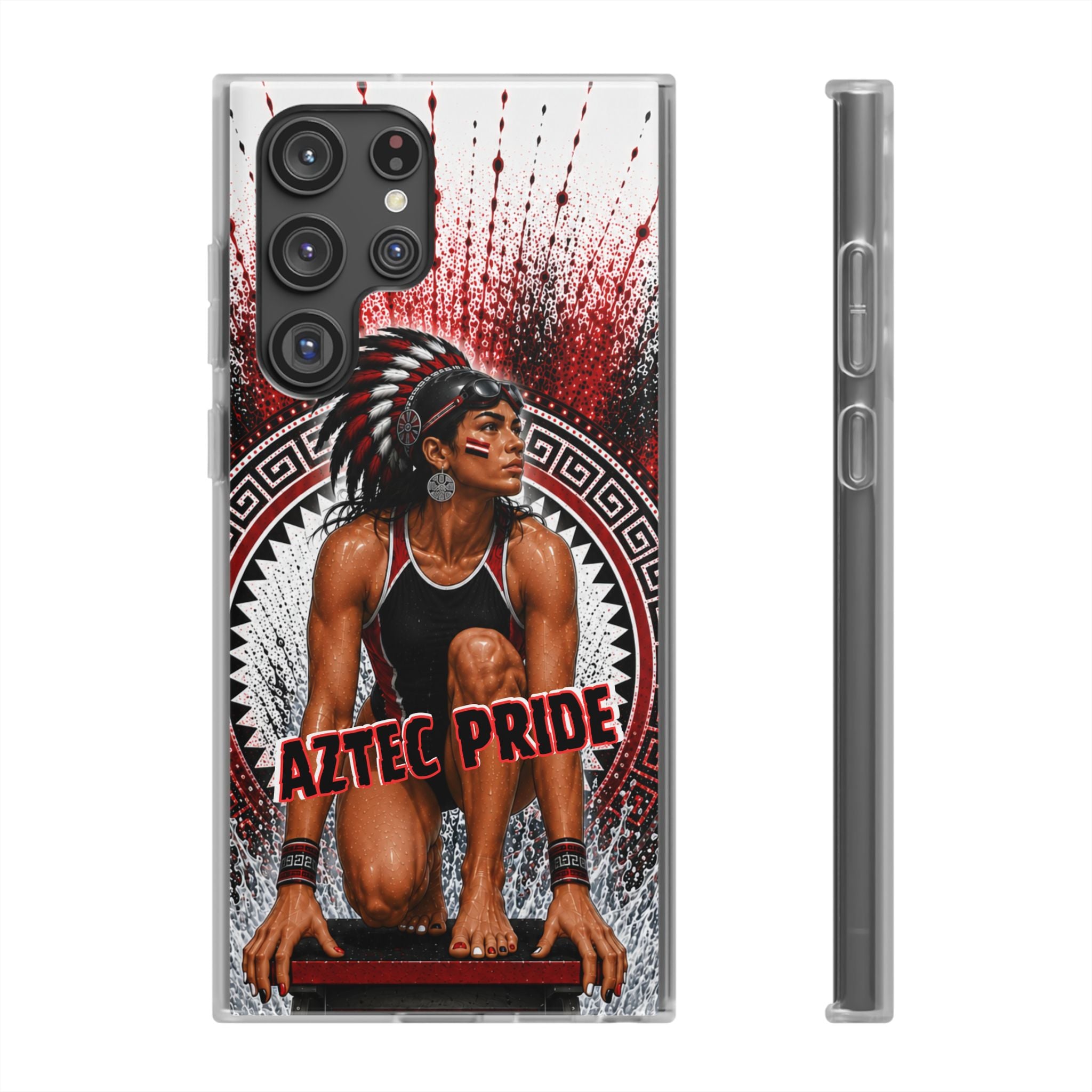 Aztec Swim & Dive Warrior – Flexi Phone Case (iPhone & Samsung • Clear TPU • Made & Shipped in the USA • 🚚 FREE USA Shipping • Personalized Option)
