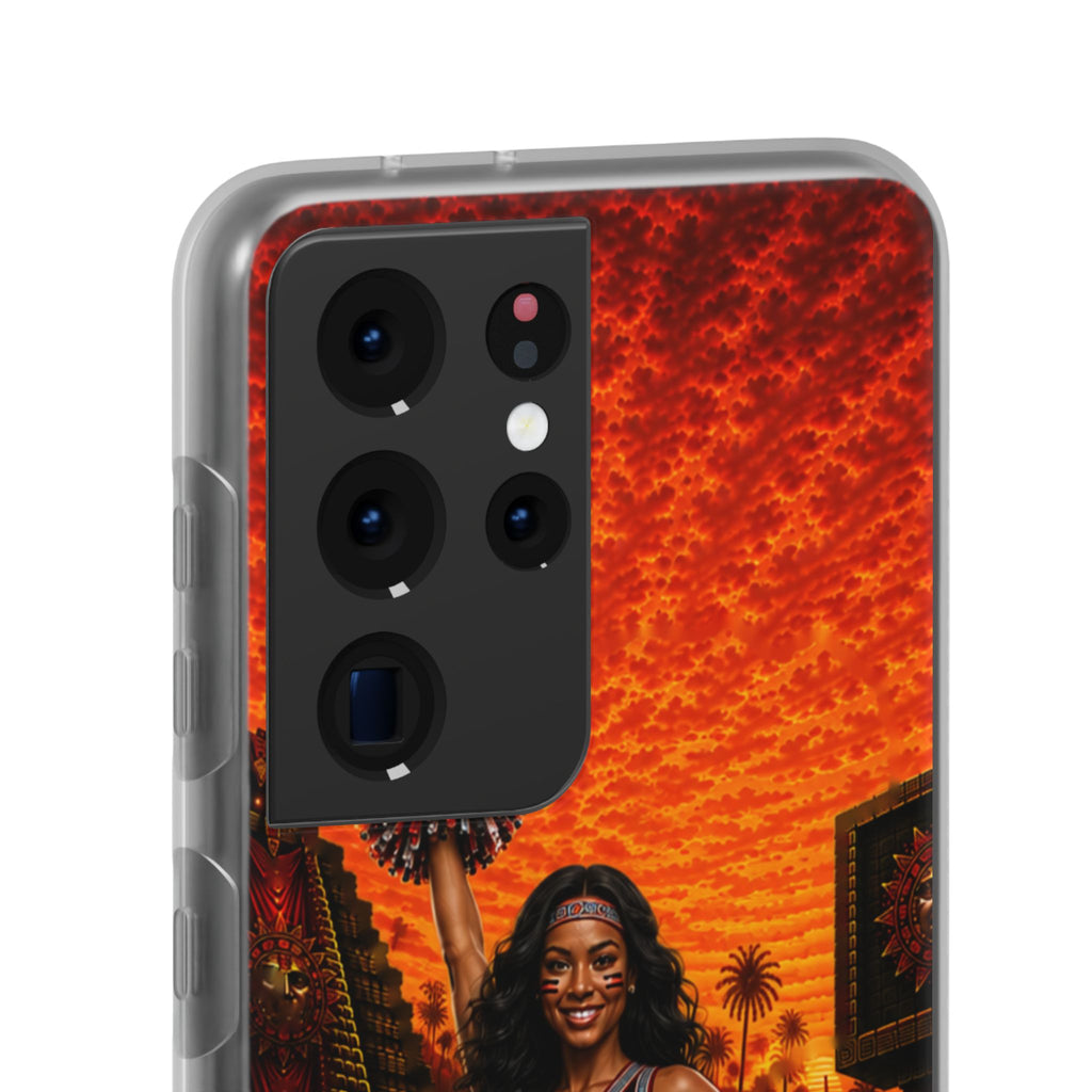 Aztec Cheerleader Warrior – Flexi Phone Case (iPhone & Samsung • Clear TPU • Made & Shipped in the USA • 🚚 FREE USA Shipping • Personalized Option)
